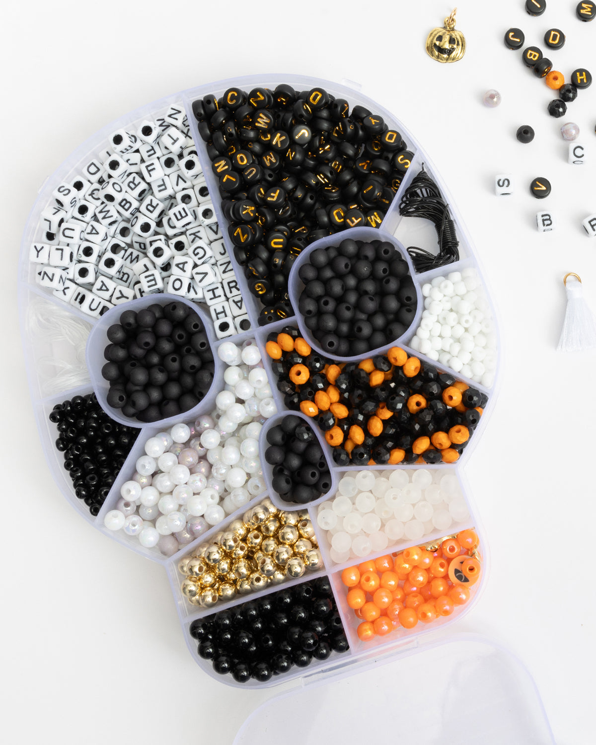 Halloween Skull Compartment Box Diy Letter Bead Kit
