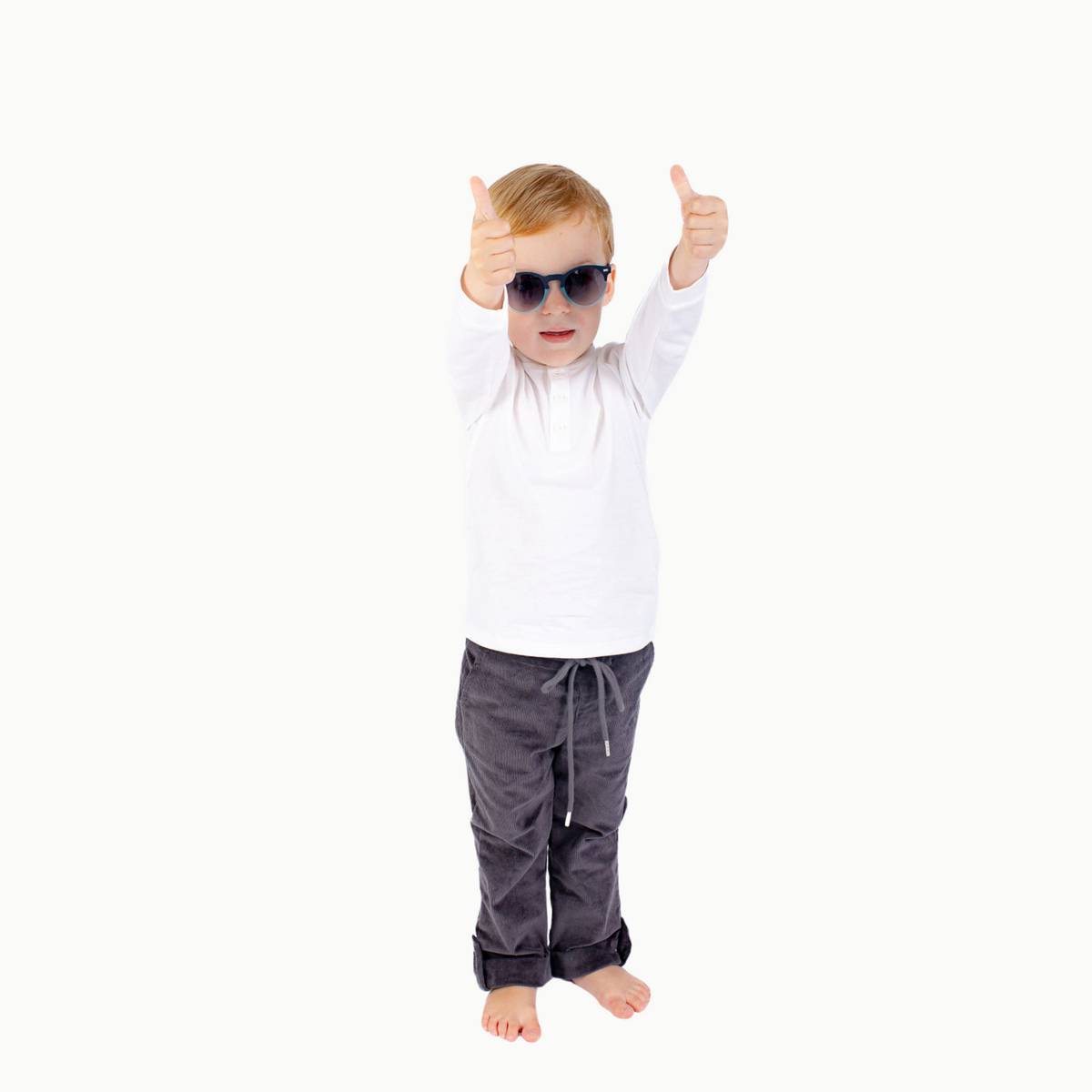 Boys' Long Sleeve Henley In White