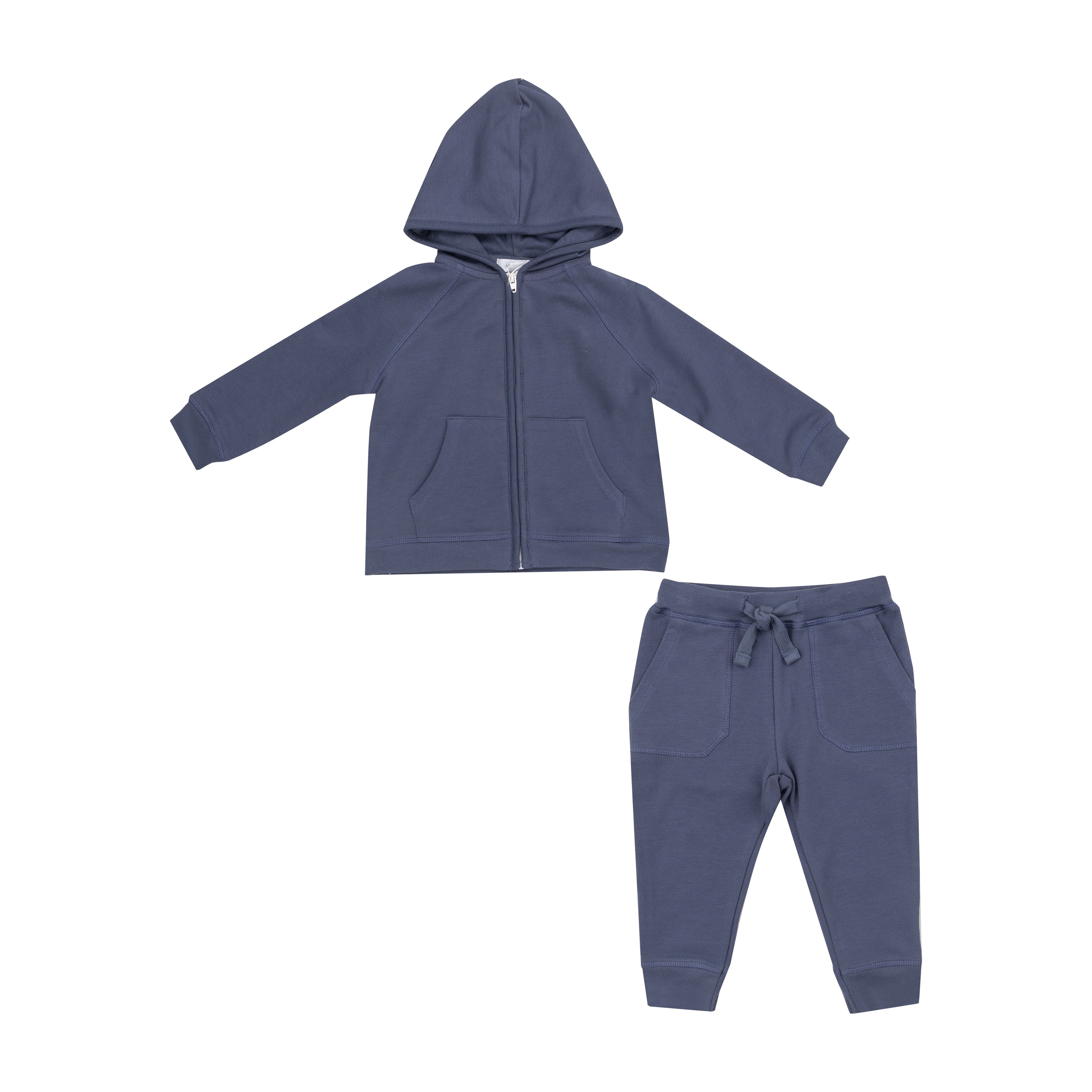 Hoodie & Jogger - Footballs Inky Blue French Terry