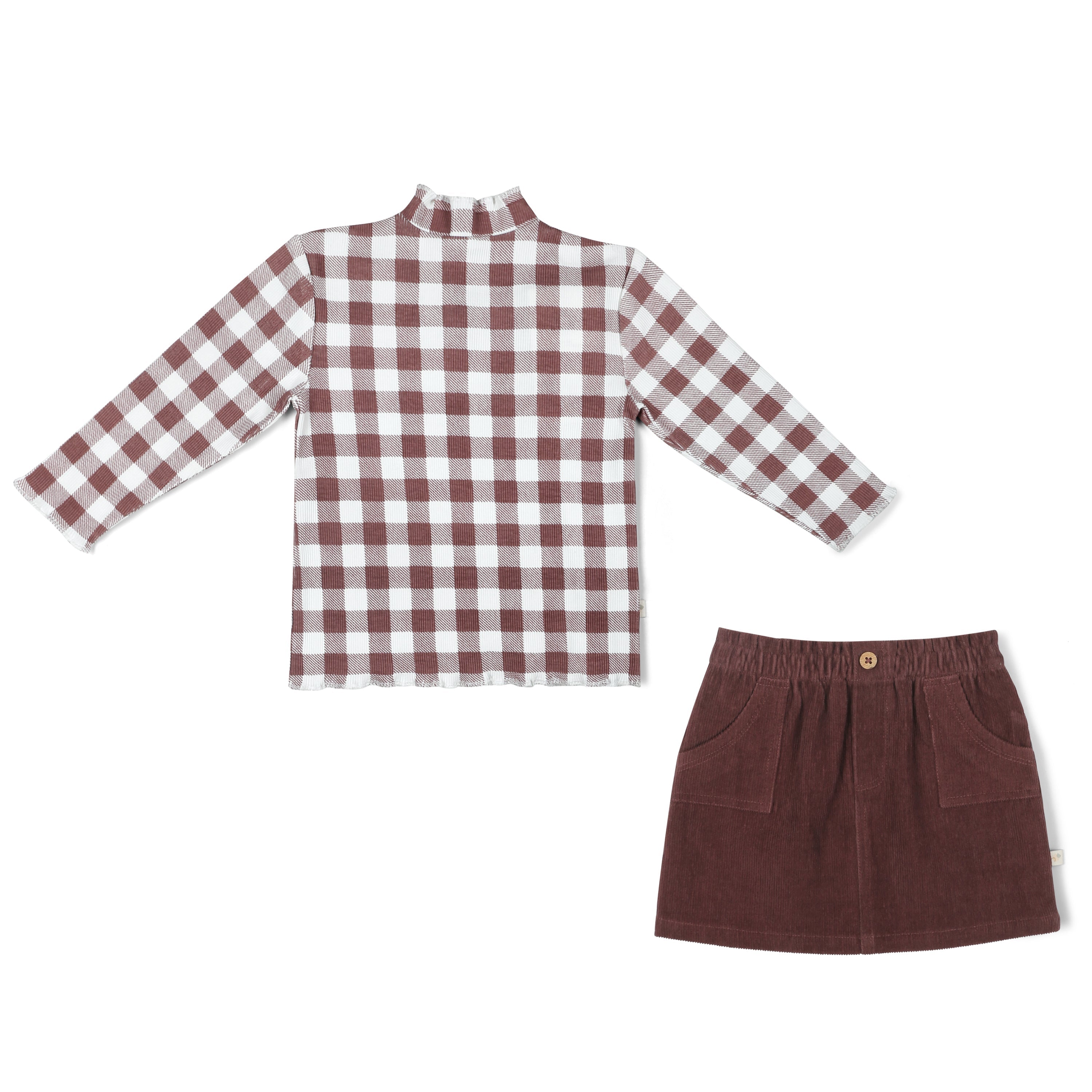 Organic Tee And Corduroy Skirt Set - Plum