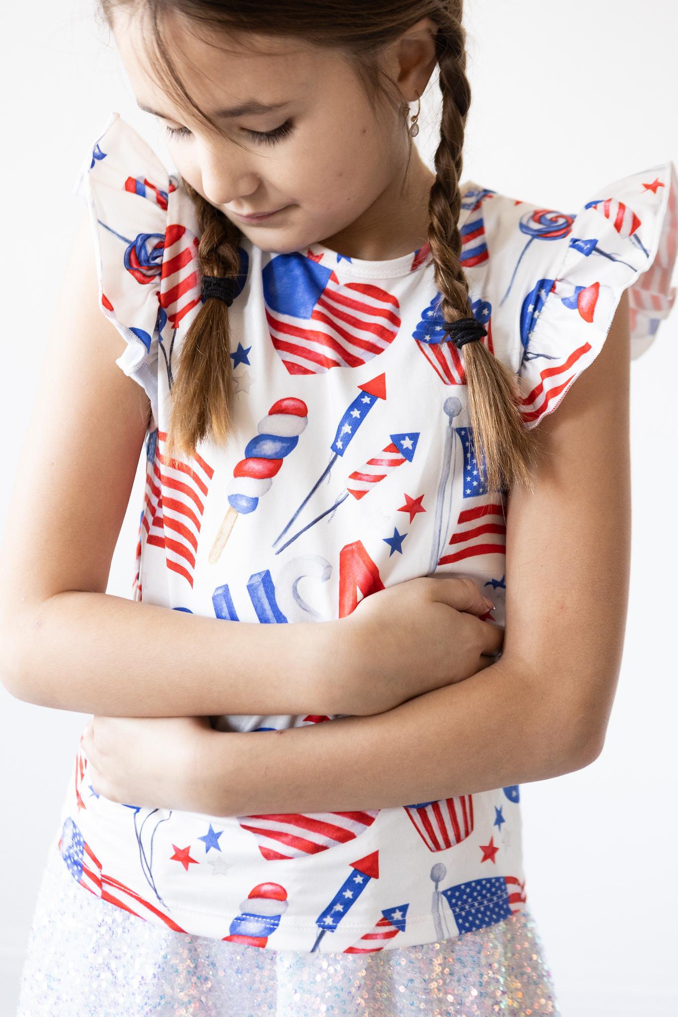 Party In The Usa S/s Ruffle Tee