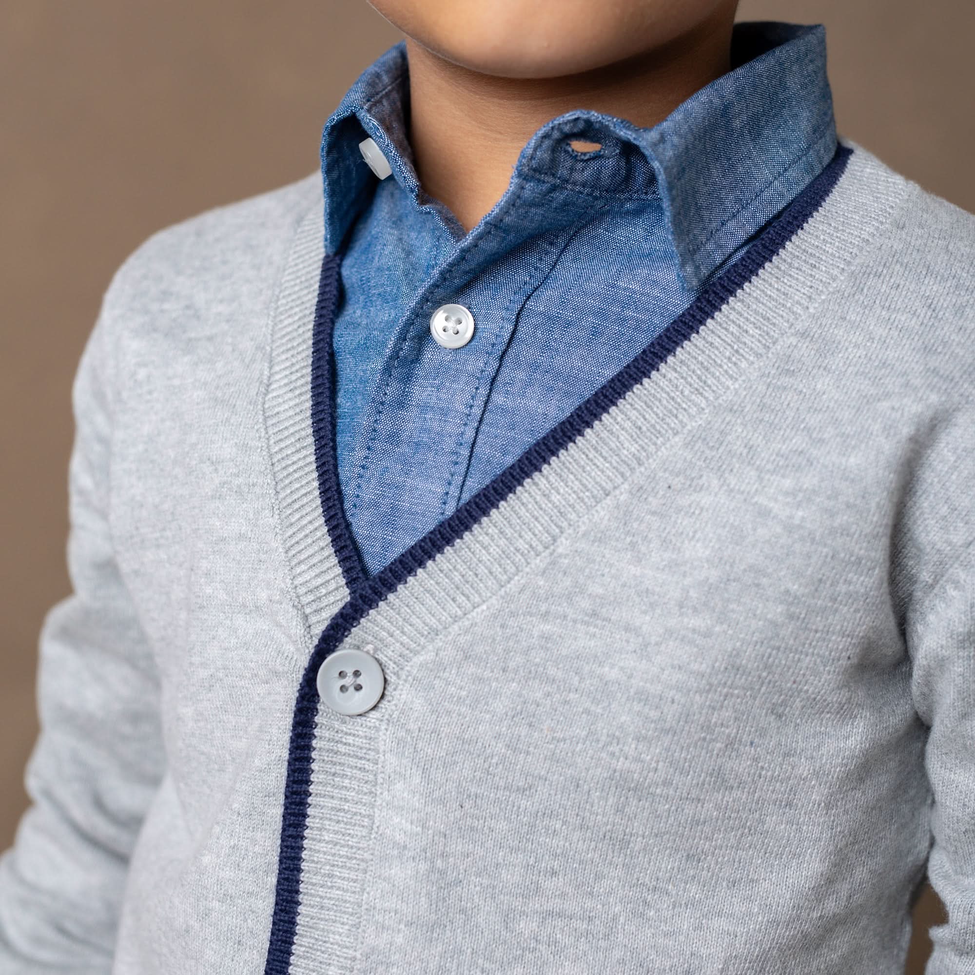 Tipped Cardigan With Elbow Patches