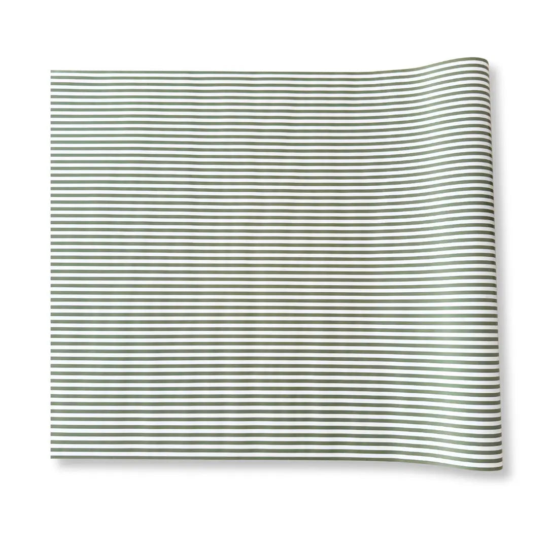 Green Striped Paper Table Runner – 19.5” X 150” | Disposable Party Table Décor