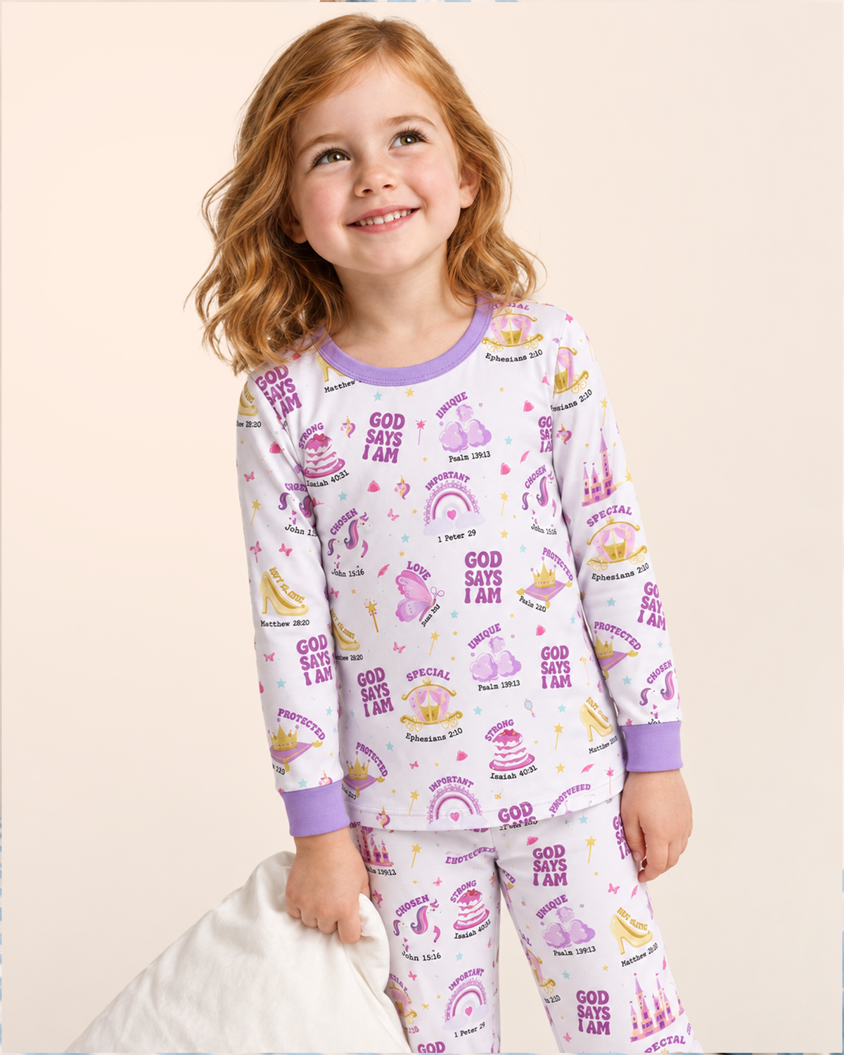 God Says I Am Girl Bamboo Two Piece Long Sleeve Pajama Set