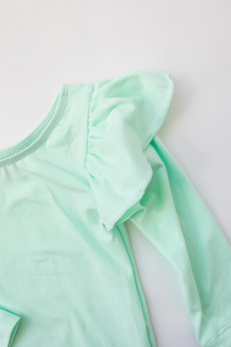 Pastel Green L/s Flutter Sleeve Leotard