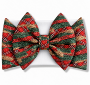 Christmas Glitter Plaid Print Baby Headwrap Bow