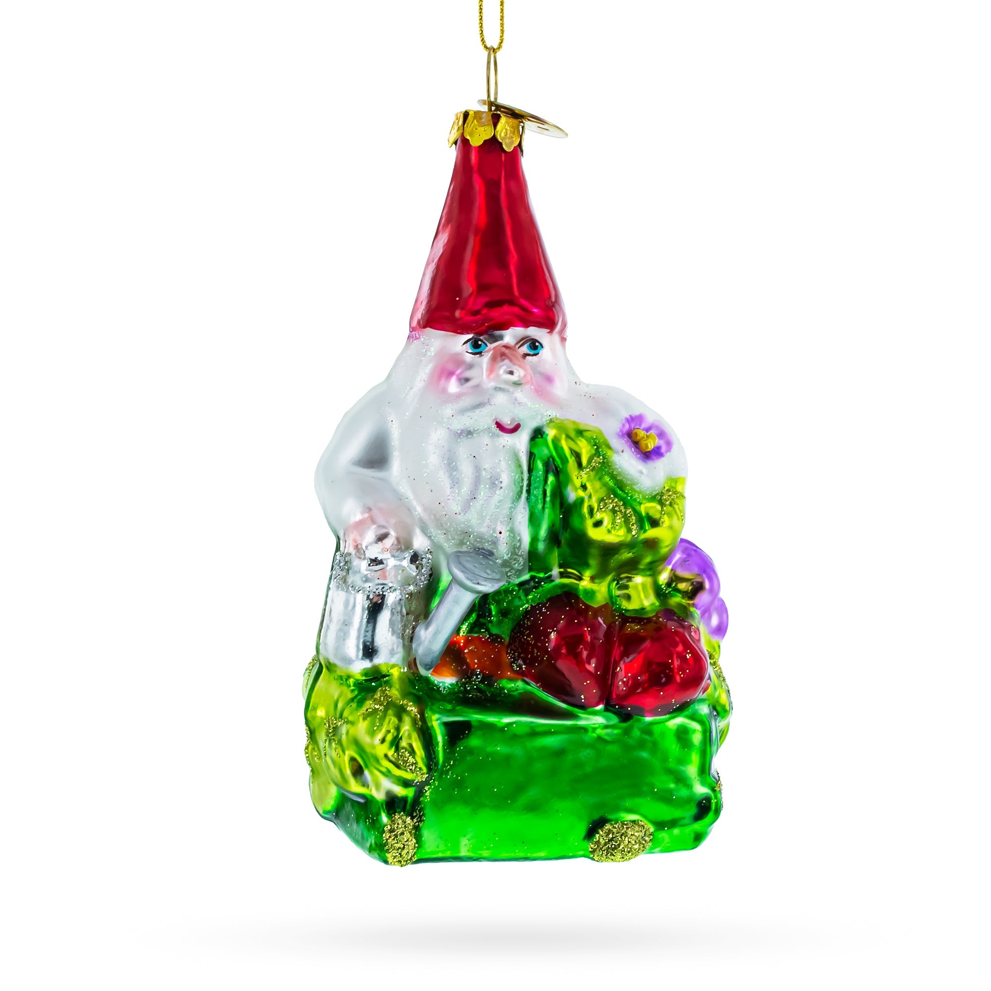 Enchanting Gnome - Blown Glass Christmas Ornament