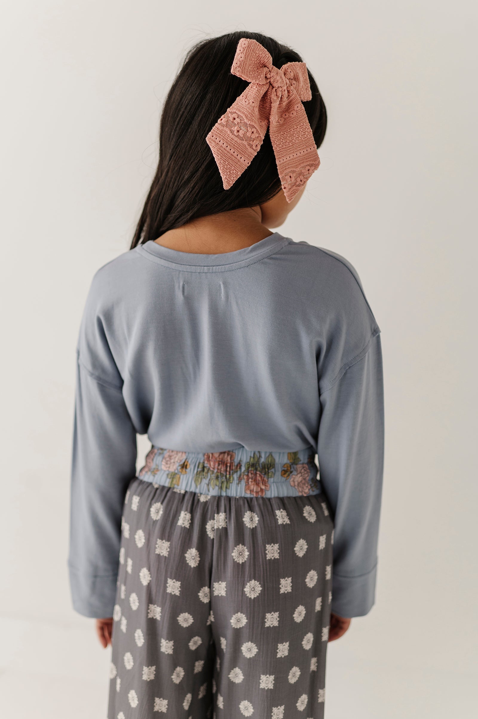 Girls Loose Fit Long Sleeve Top In Blue Fog