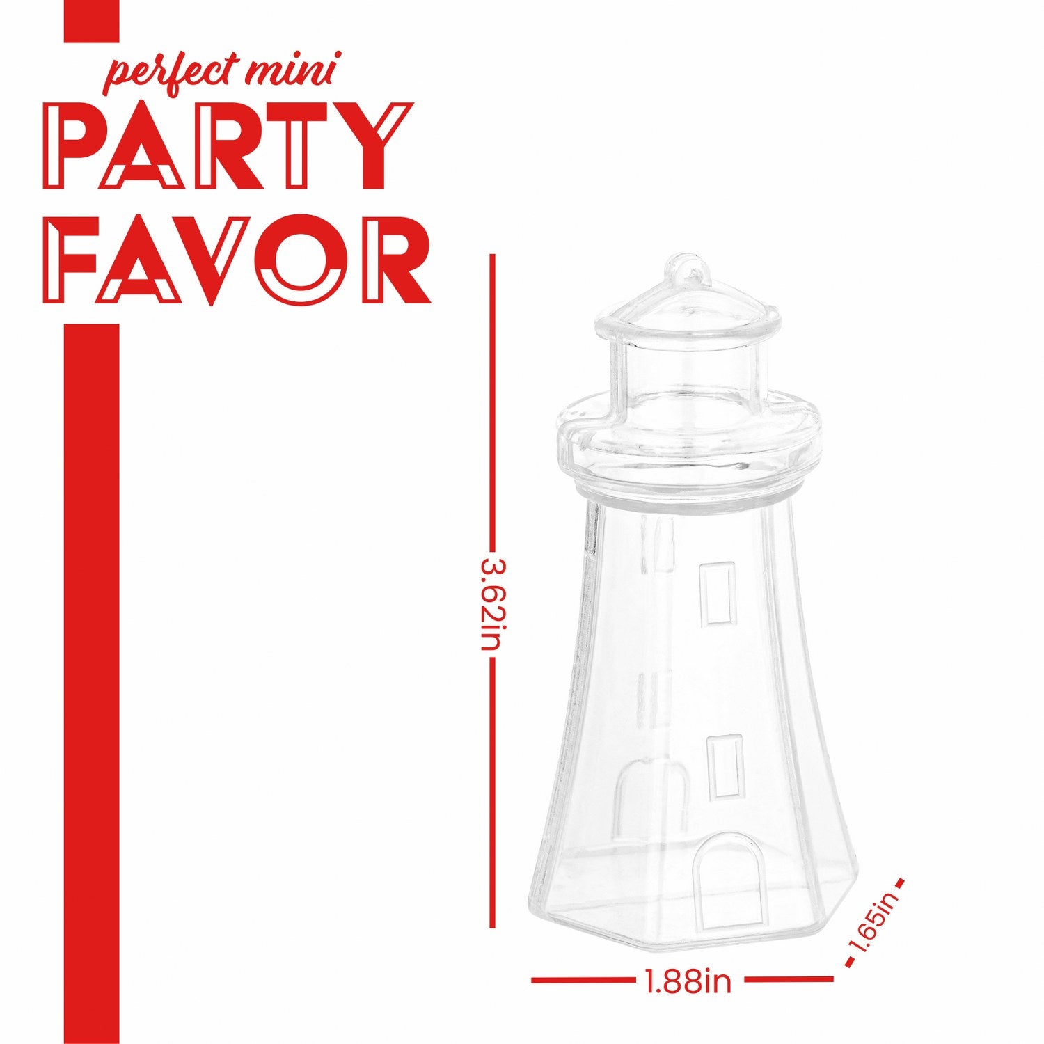 Light House Shaped Acrylic Candy Boxes 24 Pack 3.62"x1.88"x1.65"