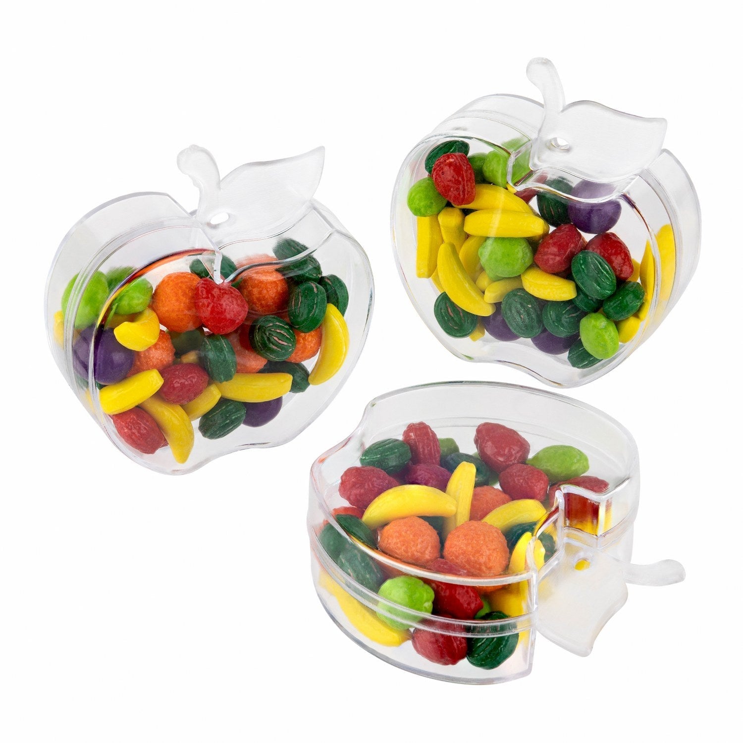 Apple Shaped Acrylic Candy Boxes 24 Pack 2.95"x2.28"x1.02"