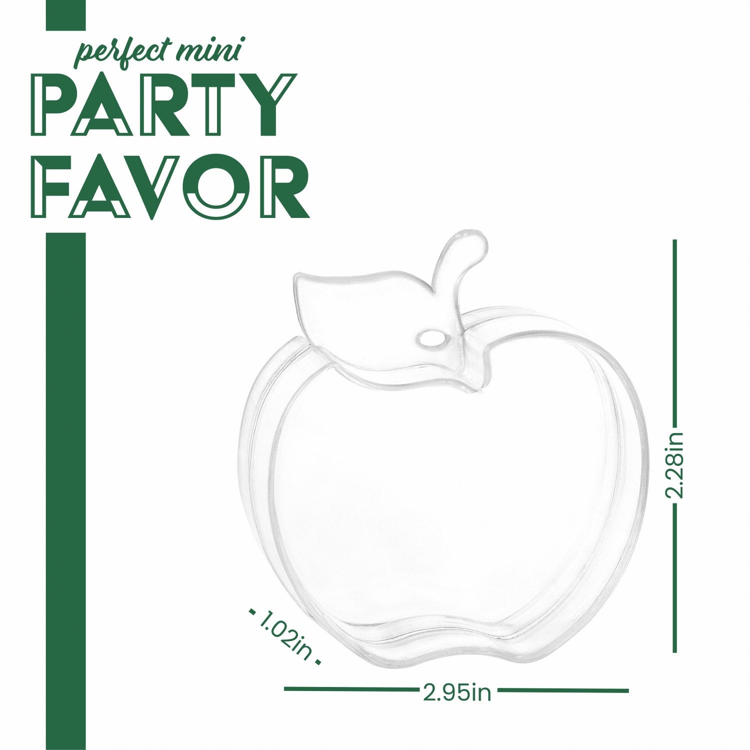 Apple Shaped Acrylic Candy Boxes 24 Pack 2.95"x2.28"x1.02"