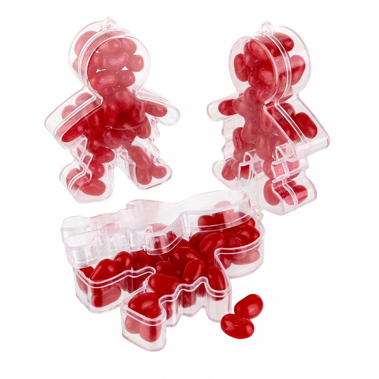 Ginger Bread Boy Shaped Acrylic Candy Boxes 24 Pack 2.75"x3.62"x0.98"