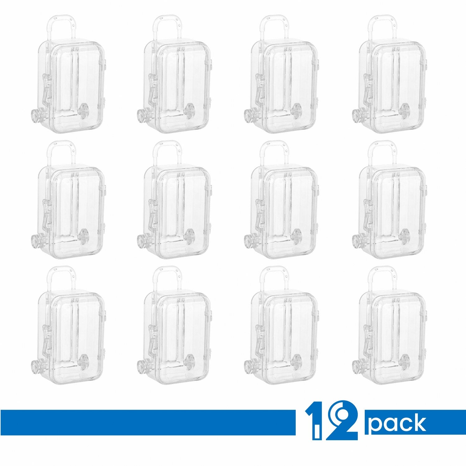 Travel Case Shaped Acrylic Candy Boxes 12 Pack 4.01"x1.65"x2.12"