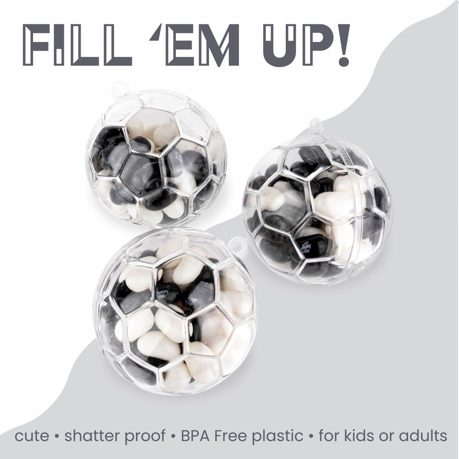 Soccer Ball Shaped Acrylic Candy Boxes 24 Pack 2.36"