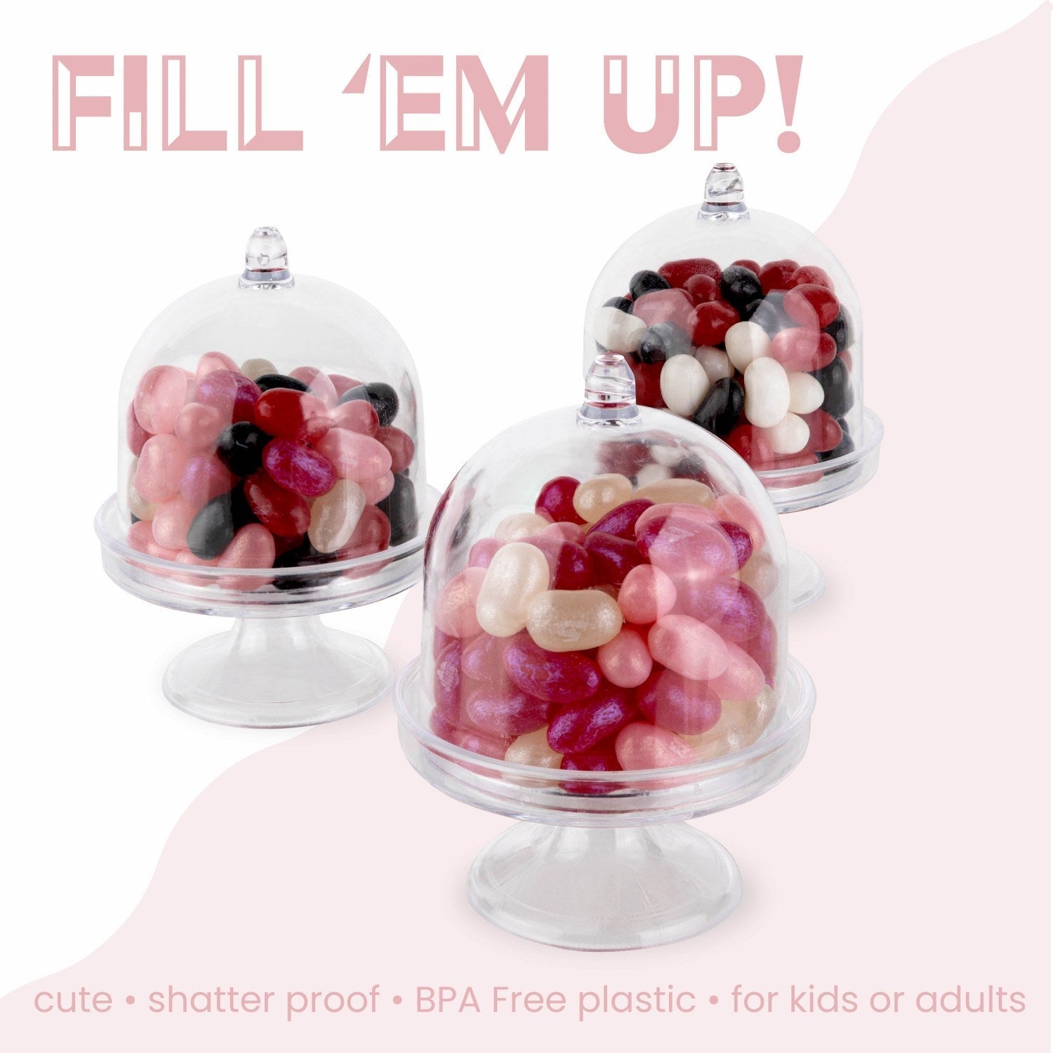 Mini Cake Dome Shaped Acrylic Candy Boxes 16 Pack 2.75"x3.93"