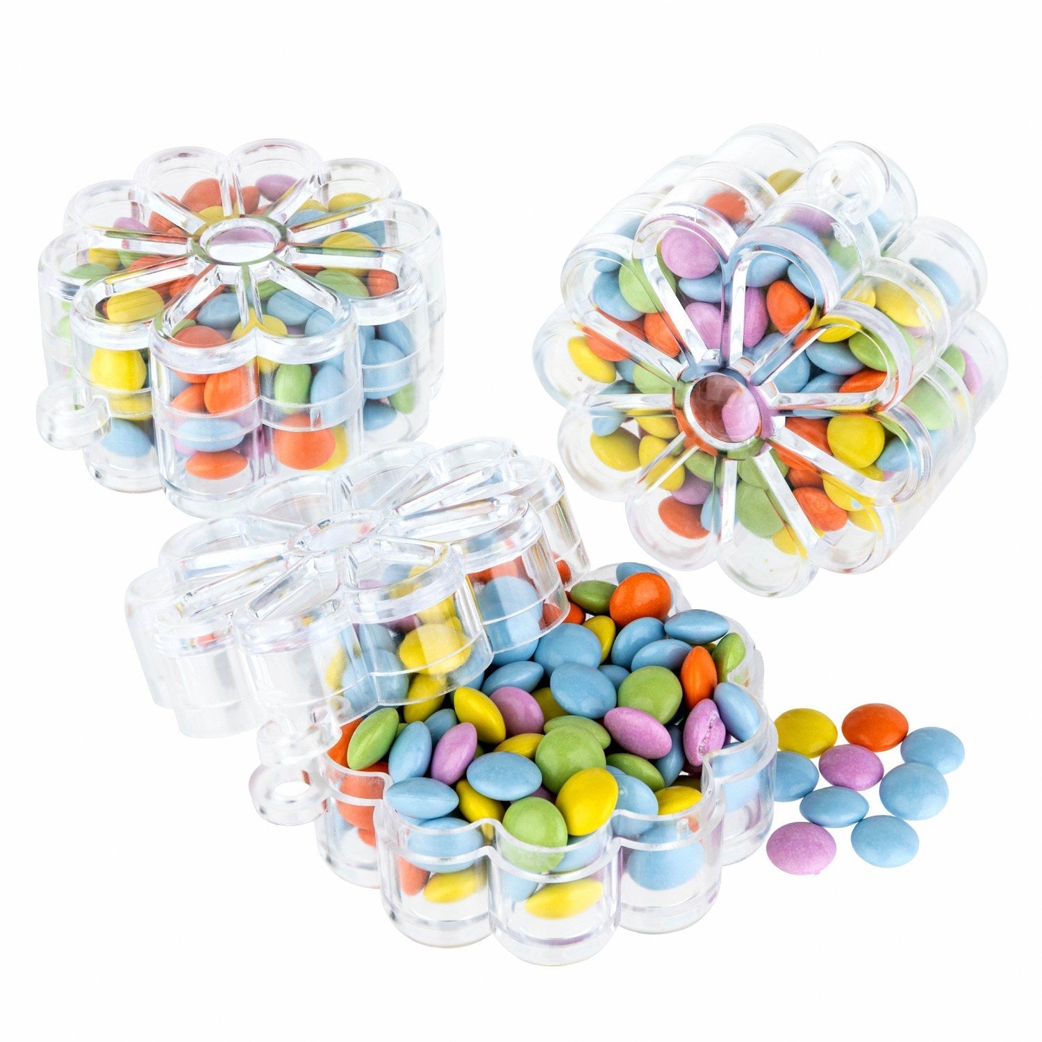 Flower Shaped Acrylic Candy Boxes 24 Pack 2.16"x2.16"x1.18"