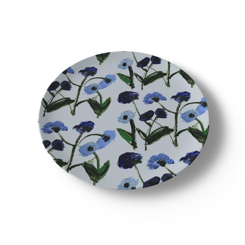 Set Of Blue Posey China Plates (set Of 2, 4 Or 8)