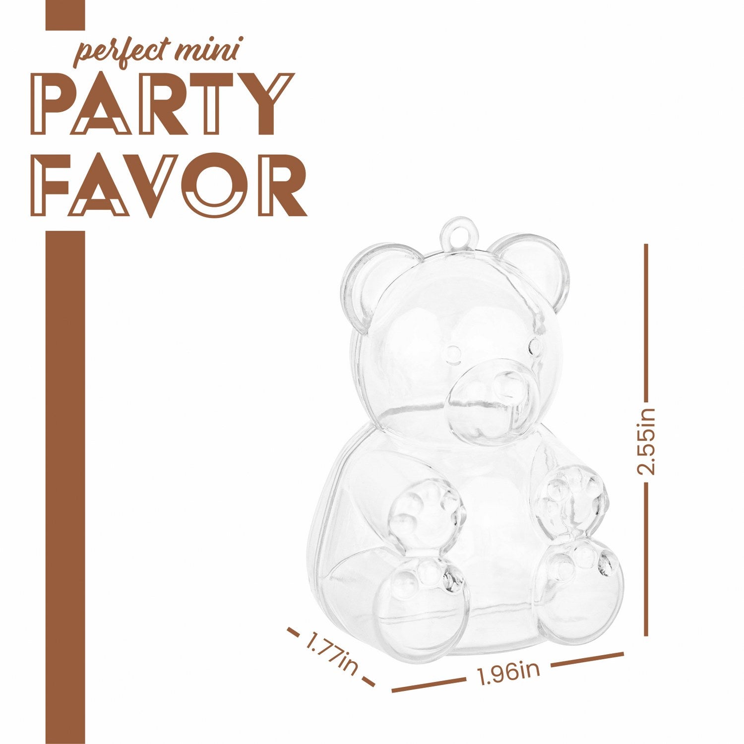 Bear Shaped Acrylic Candy Boxes 24 Pack 1.96"x1.77"x2.75"