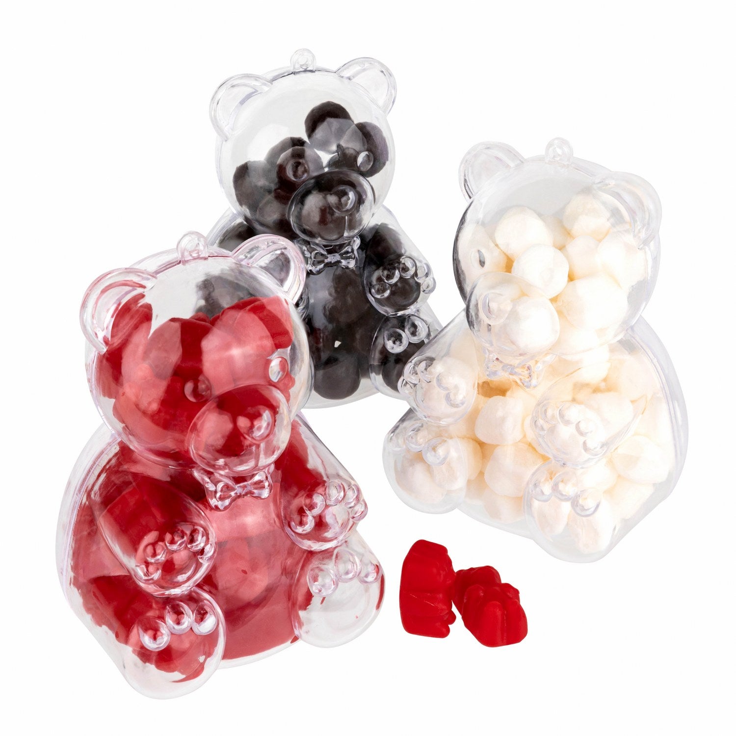 Large Bear Shaped Acrylic Candy Boxes 18 Pack 3"x3"x4.25"