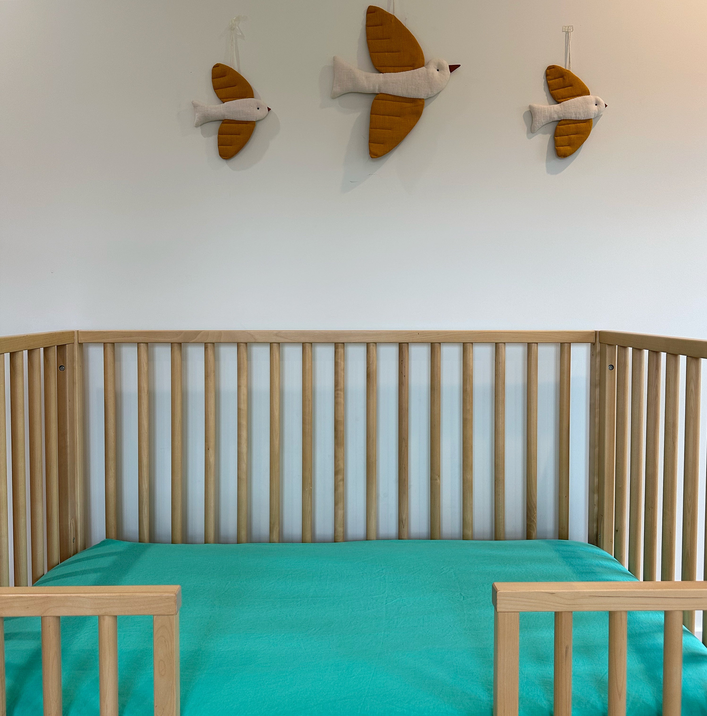 Crib Linen Fitted Sheet (sea Green)