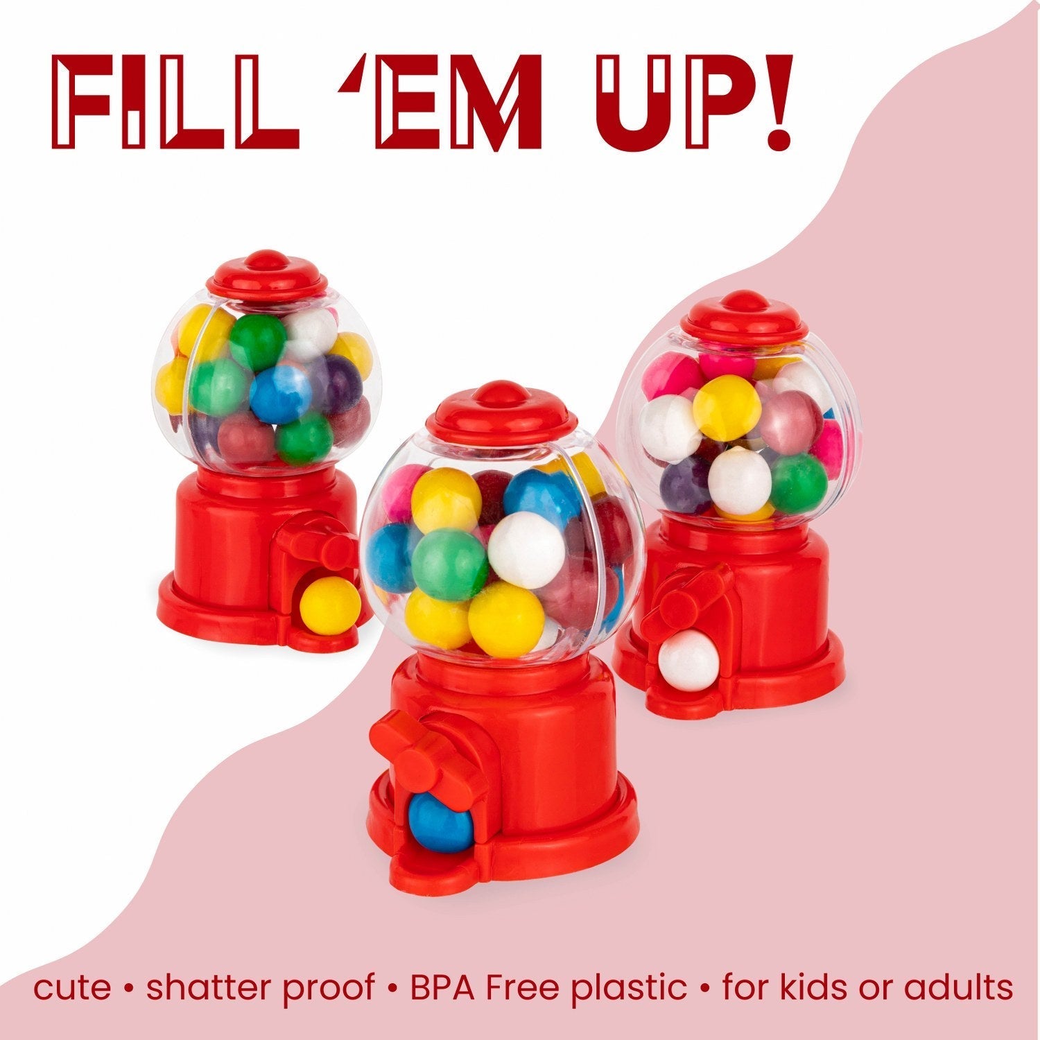 Gumball Machine Shaped Acrylic Candy Boxes 16 Pack 2.36"x3.75"