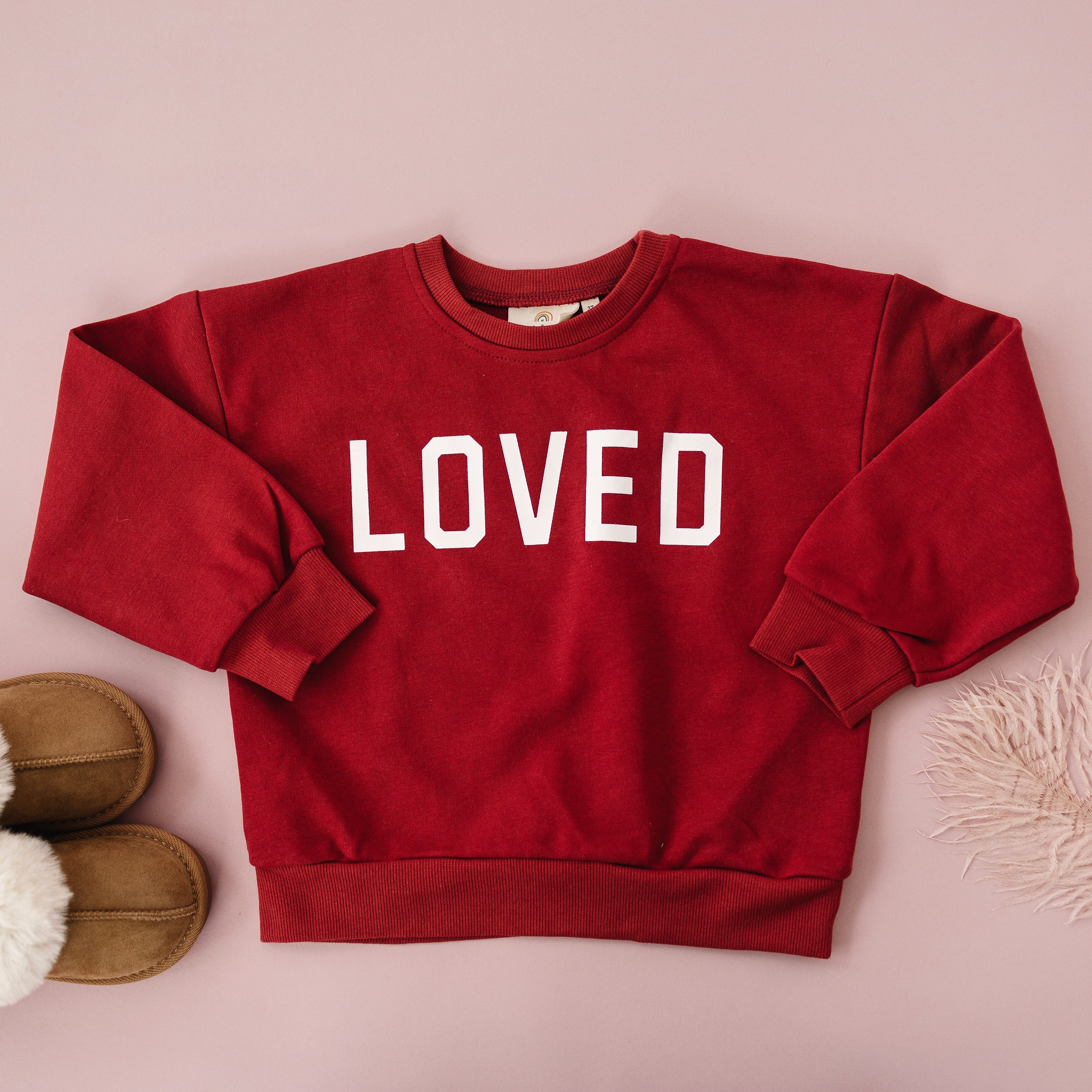 Loved Crewneck Sweatshirt - Red Or Pink