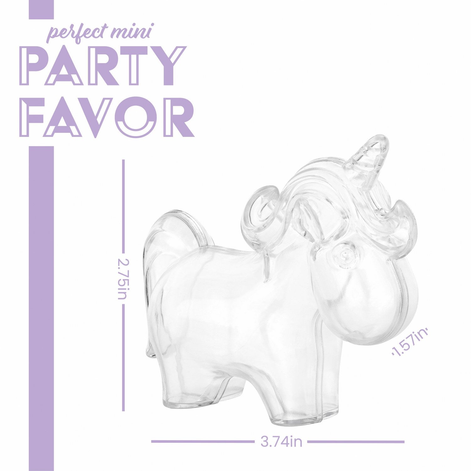 Unicorn Shaped Acrylic Candy Boxes 16 Pack 3.74"x2.75"x1.57"