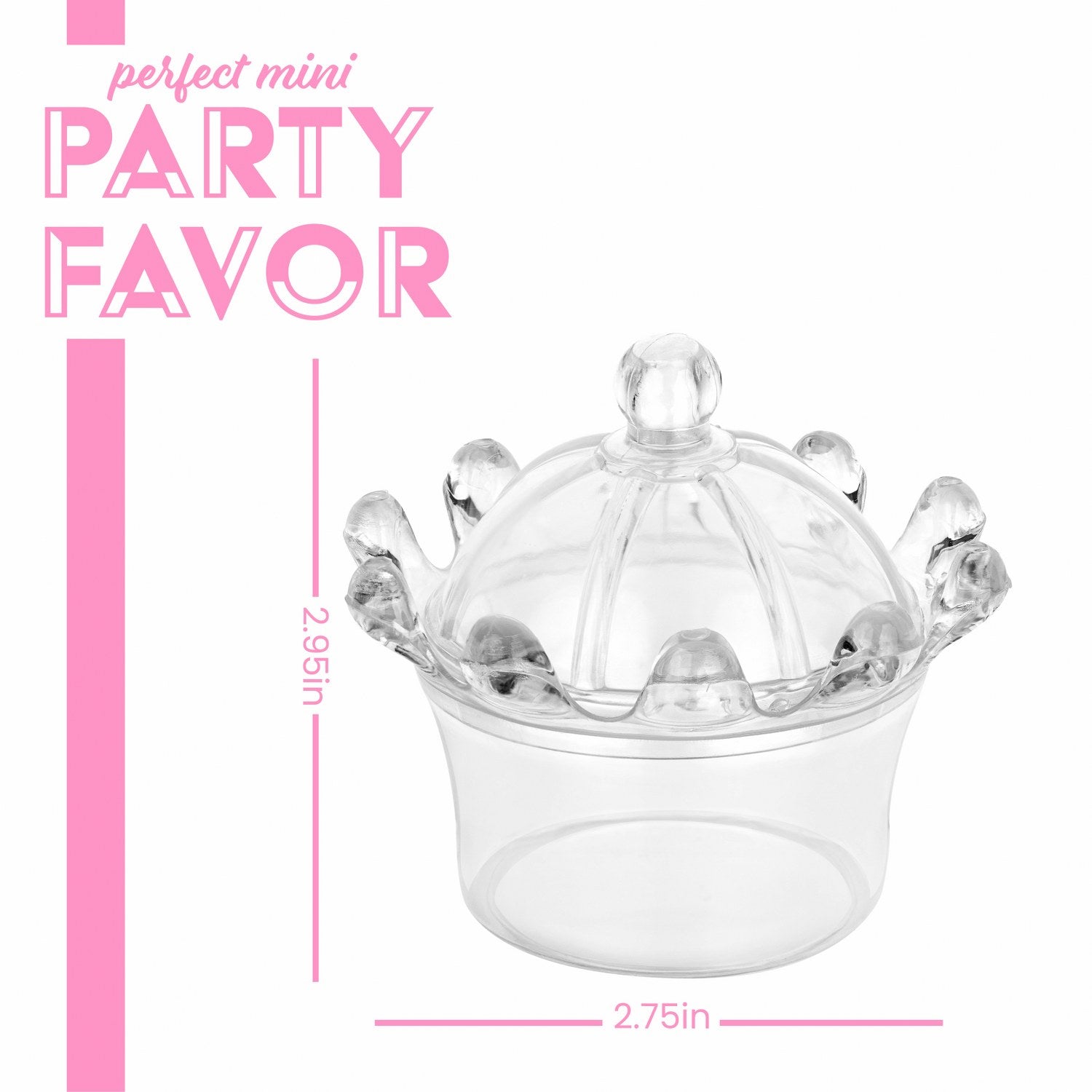 Crown Shaped Acrylic Candy Boxes 16 Pack 2.95"x2.75"