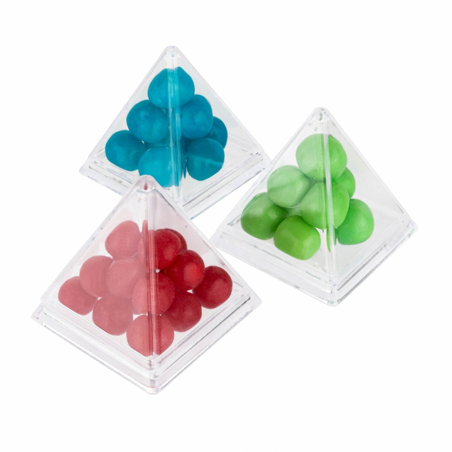 Pyramid Triangle Shaped Acrylic Candy Boxes 16 Pack 2.44"x2.44"x2.63"