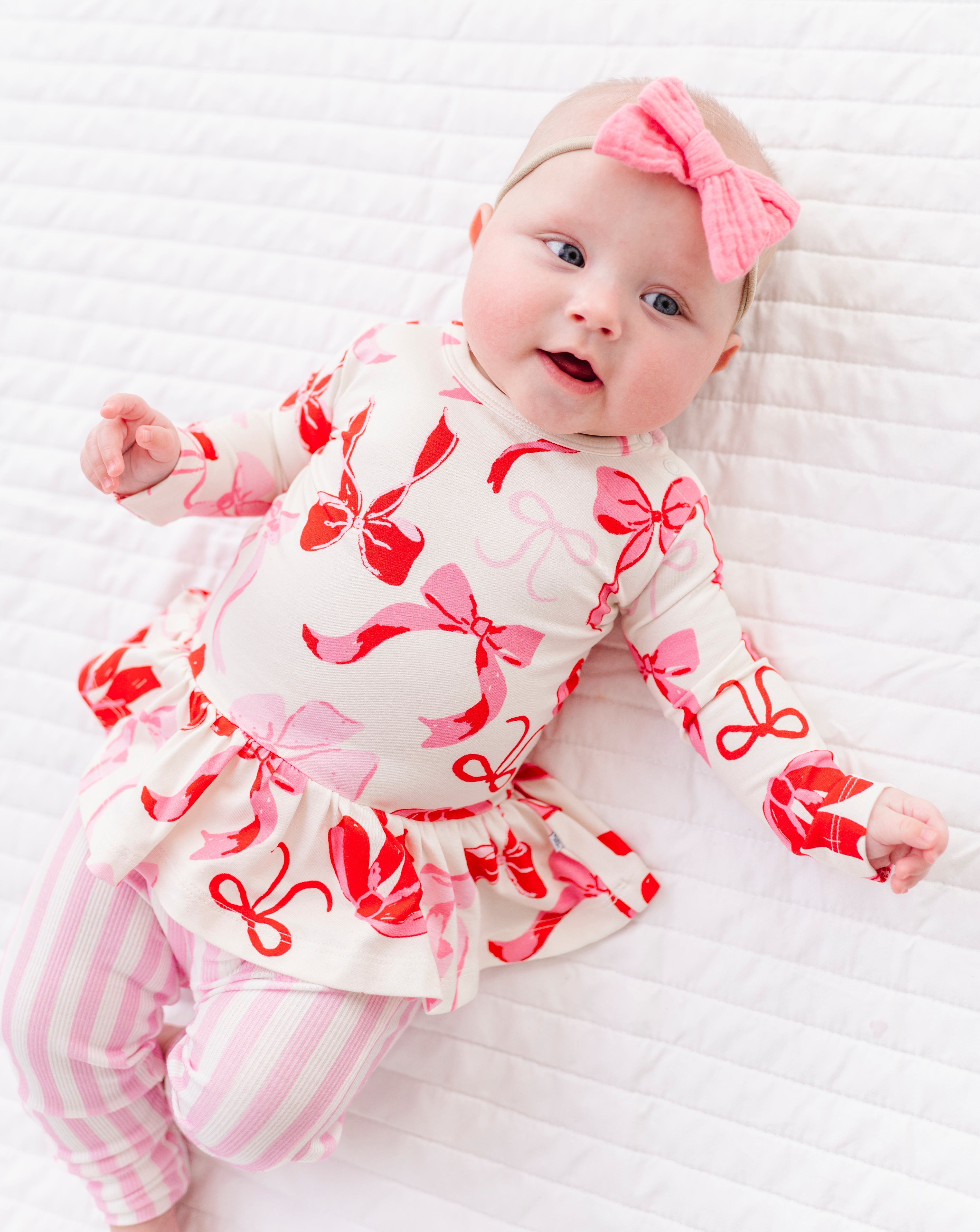 Blushing Bows Bamboo/cotton Peplum Top