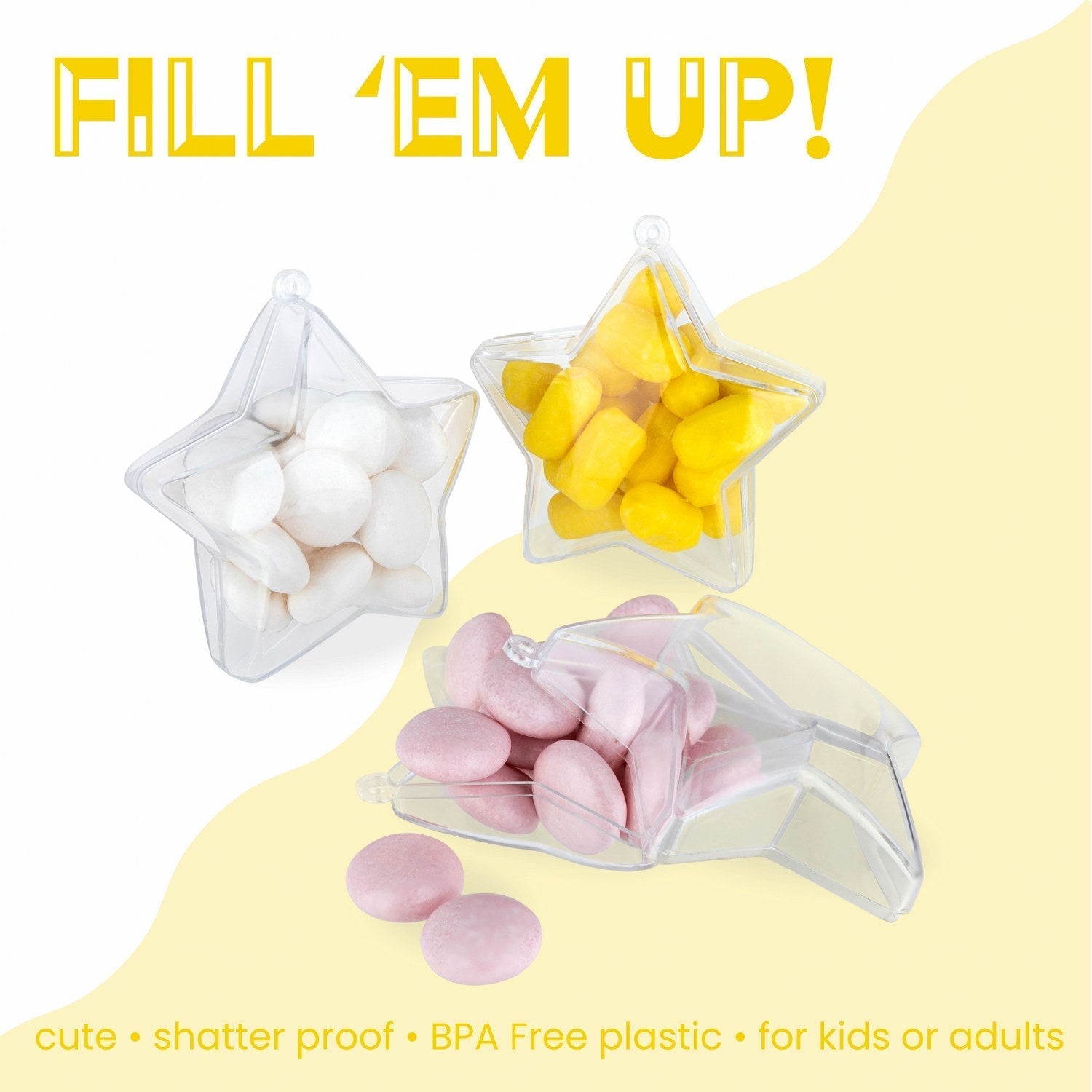 Star Shaped Acrylic Candy Boxes 24 Pack 2.95"x1.25"