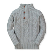 Mock Neck Cable Sweater With Buttons - Baby