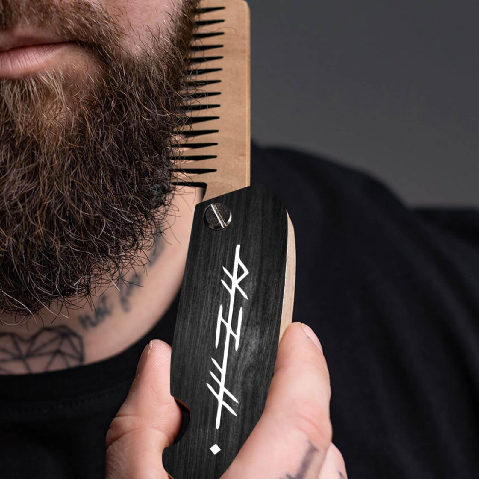 Wooden Beard Comb -black Eagle