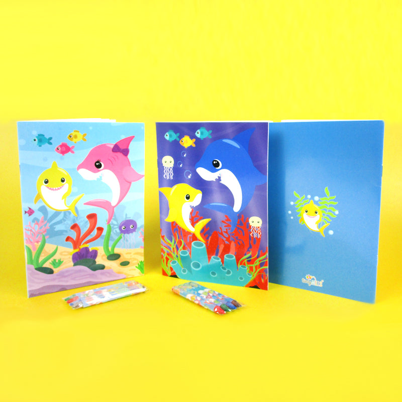 Shark Family Coloring Books With Crayons Party Favors - Set Of 6 Or 12