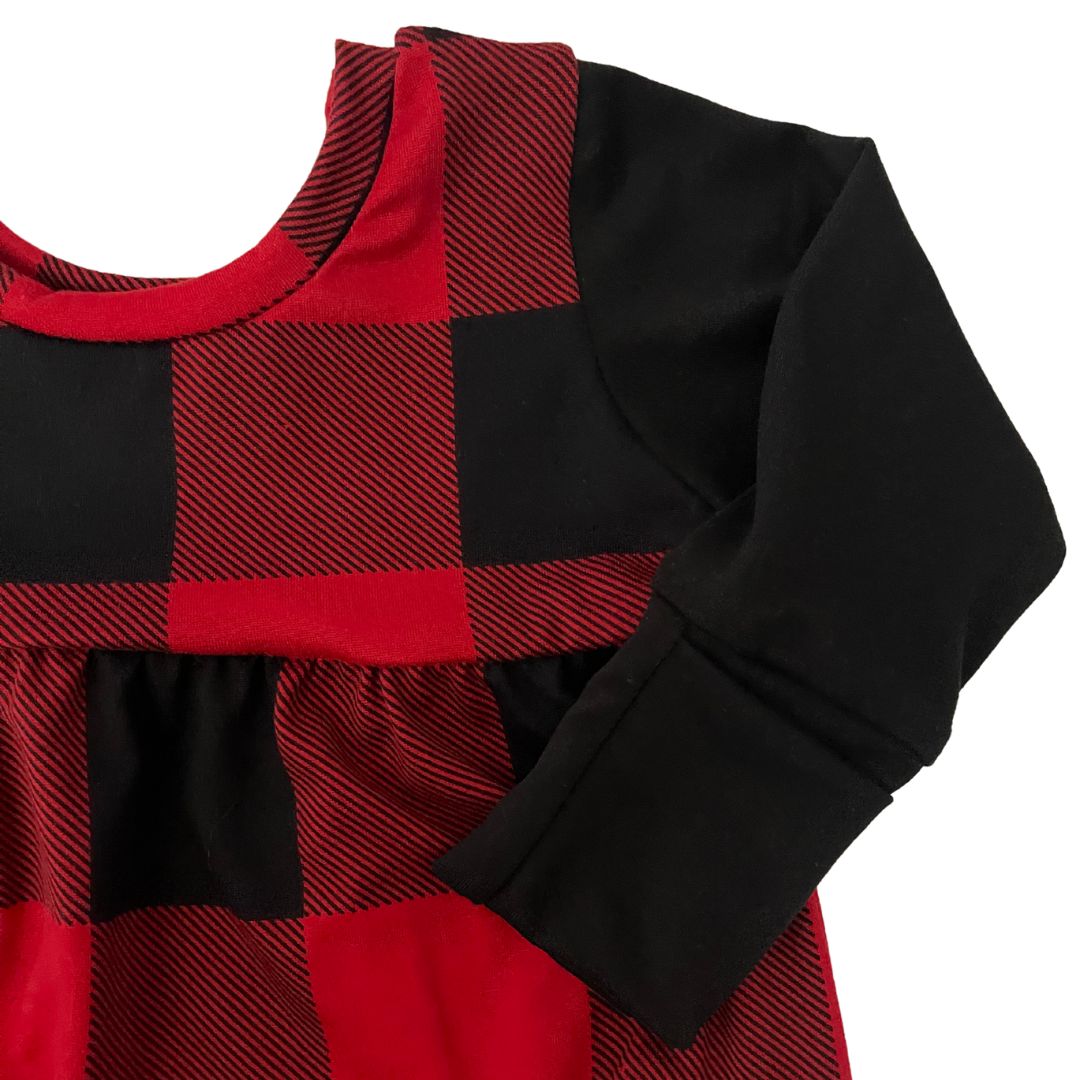 Black/red Buffalo Plaid Bubble Zip Romper