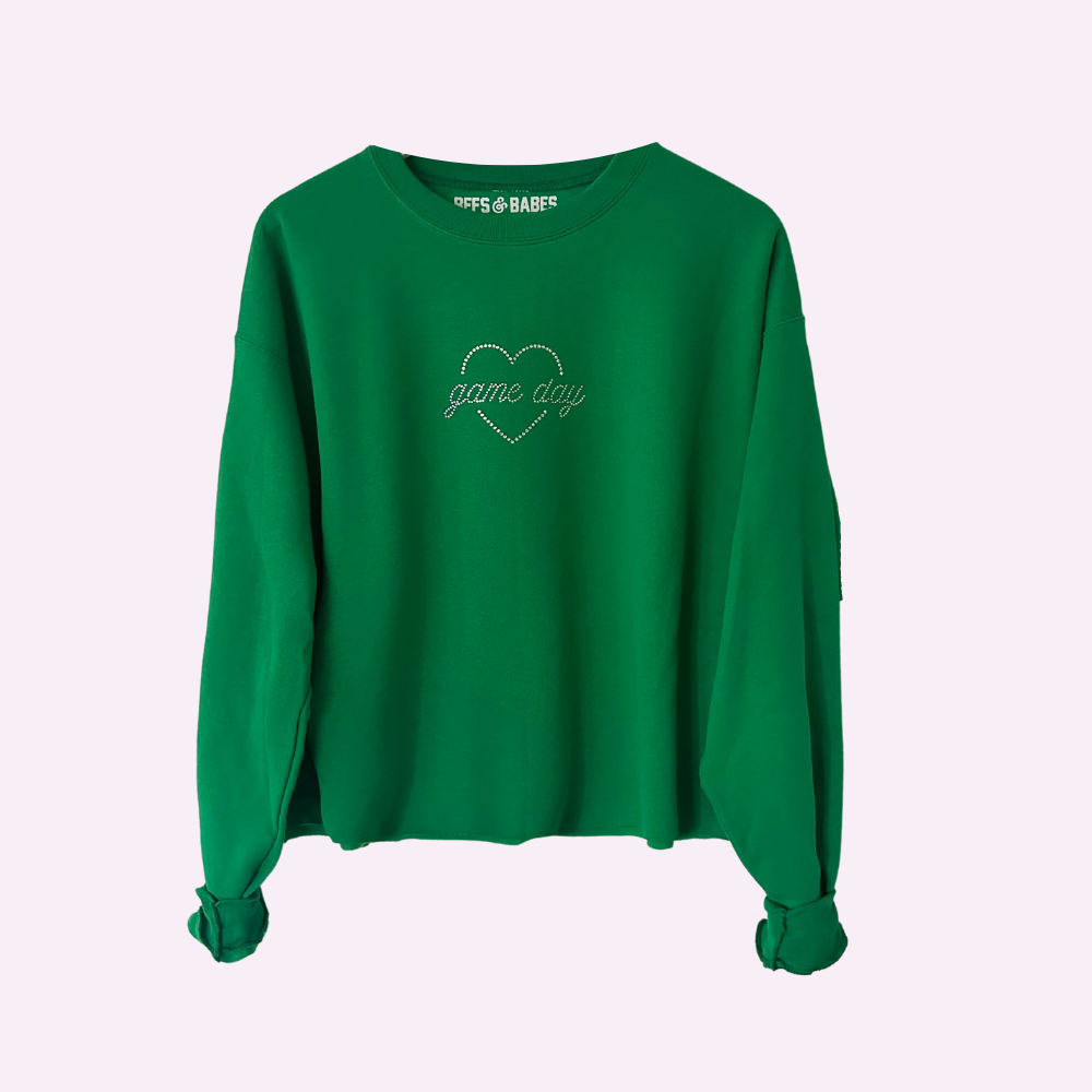 Game Day Shine ♡ Cropped Rhinestone Sweatshirt