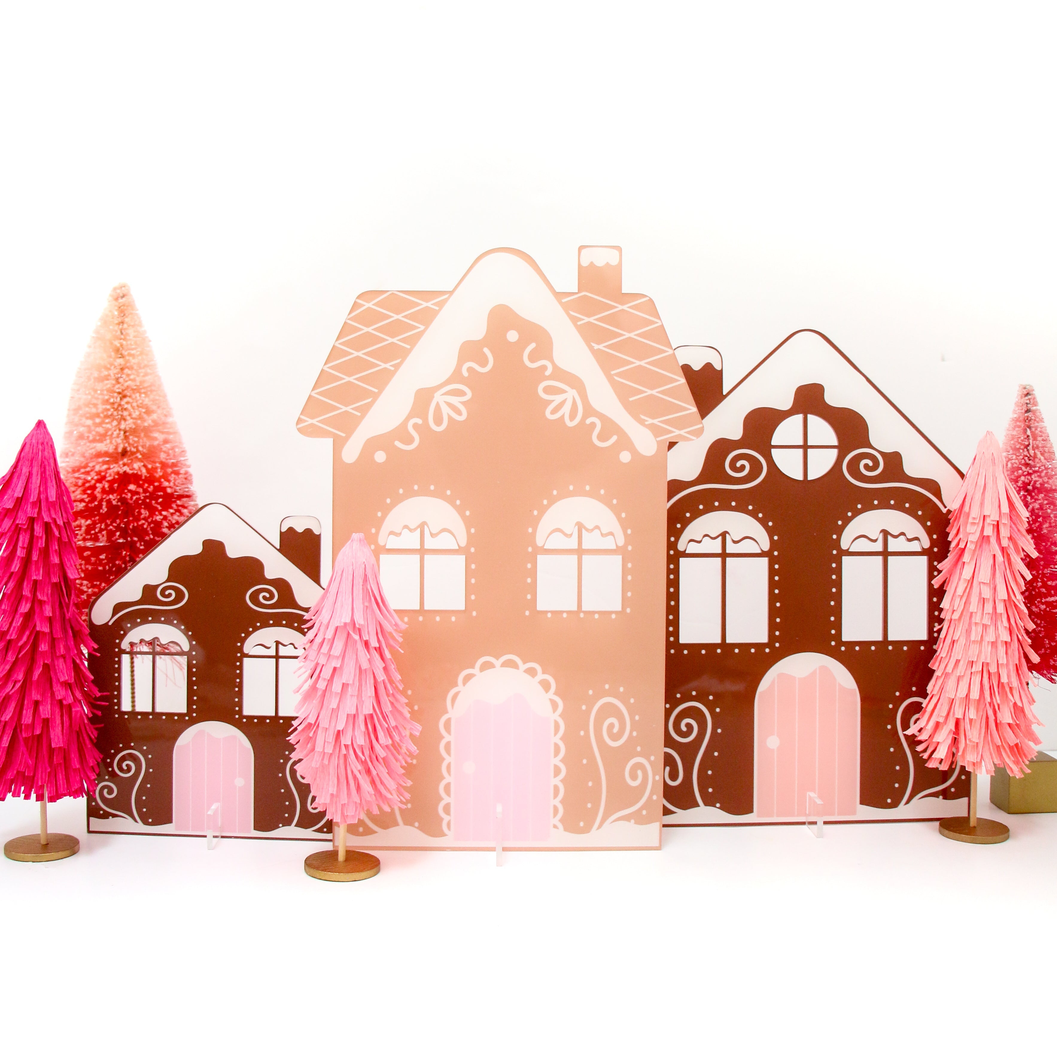 Acrylic Gingerbread Houses - Set Of 3