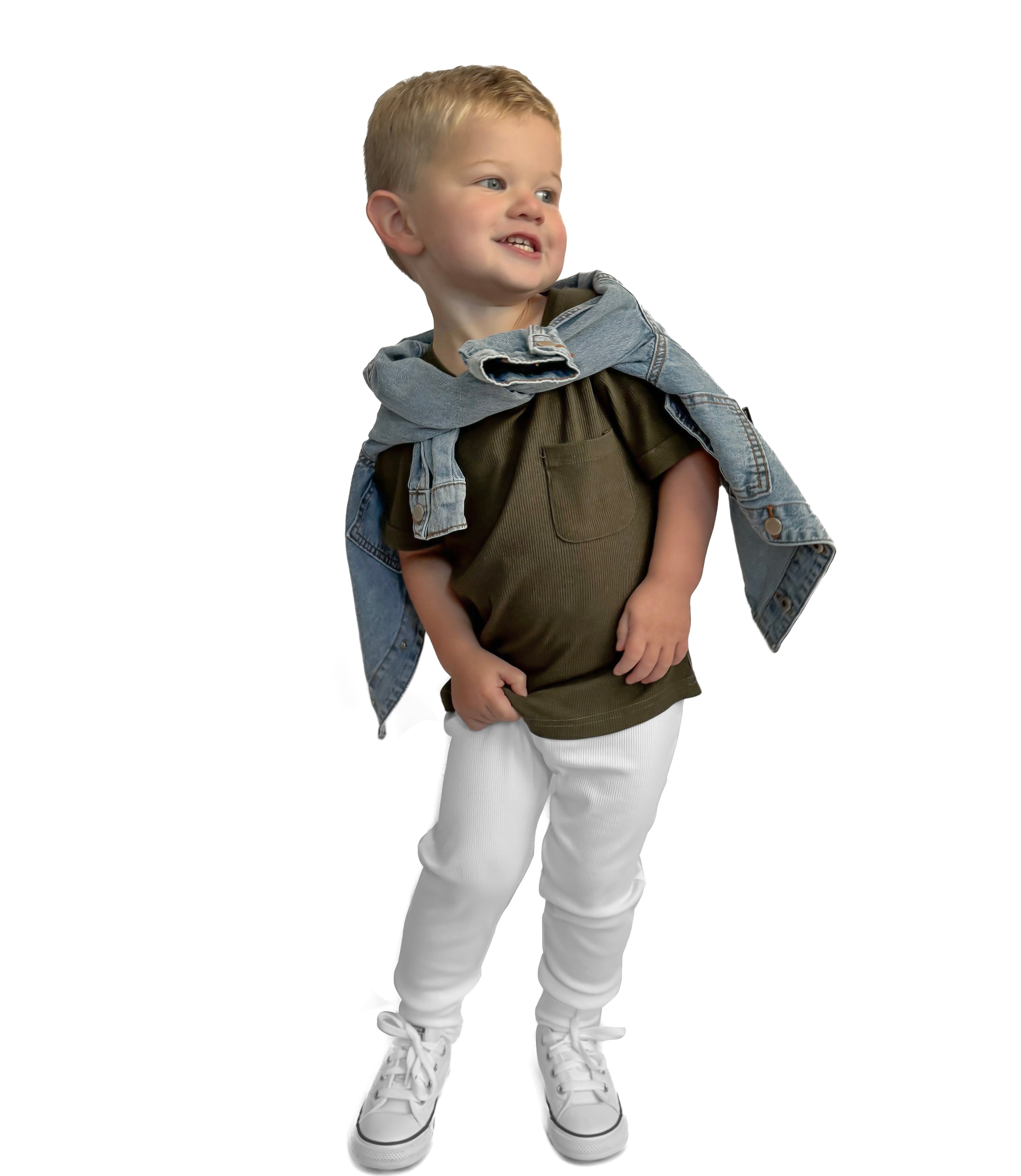 Bamboo Ribbed Leggings - White