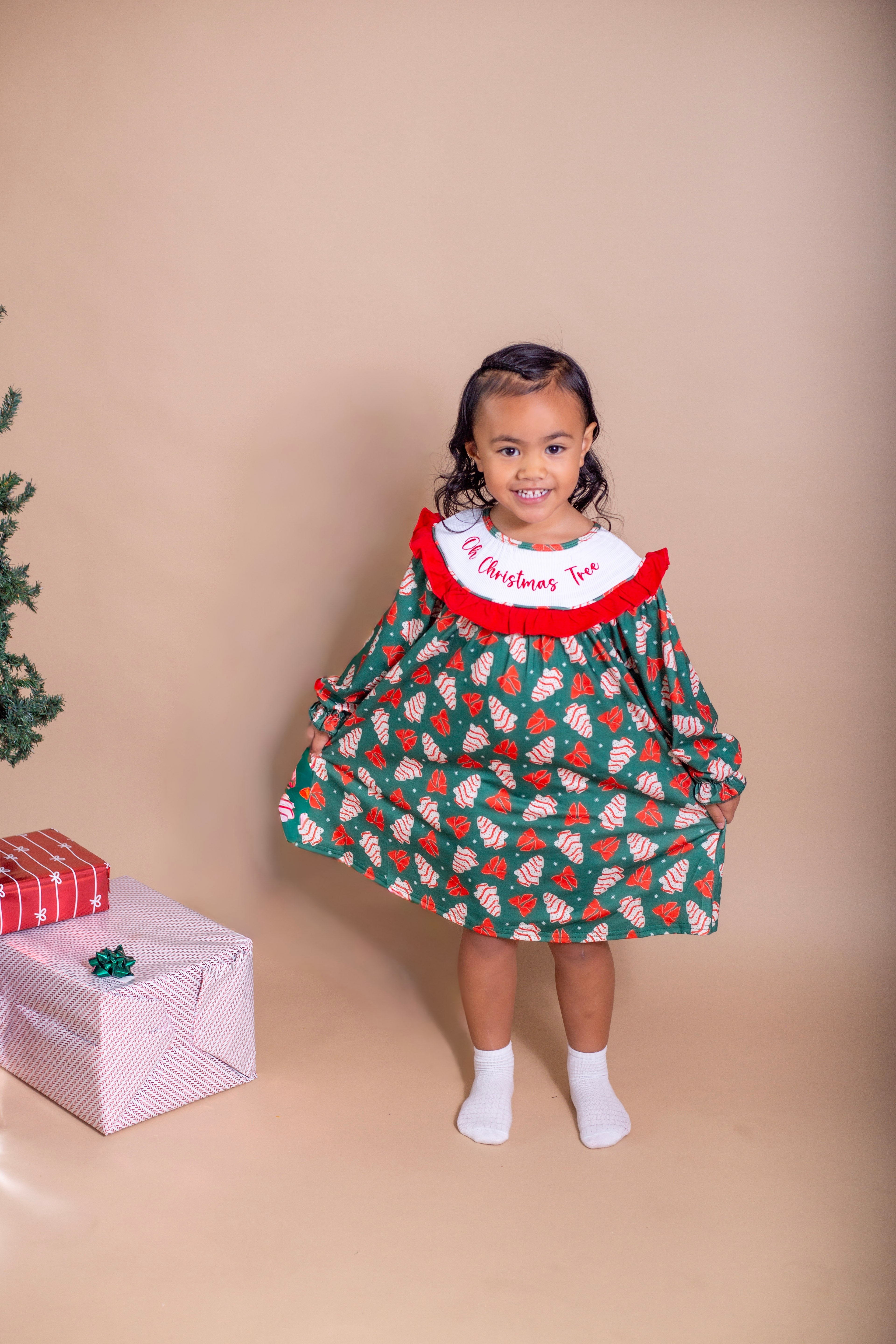 Christmas Cakes Smocked Dress