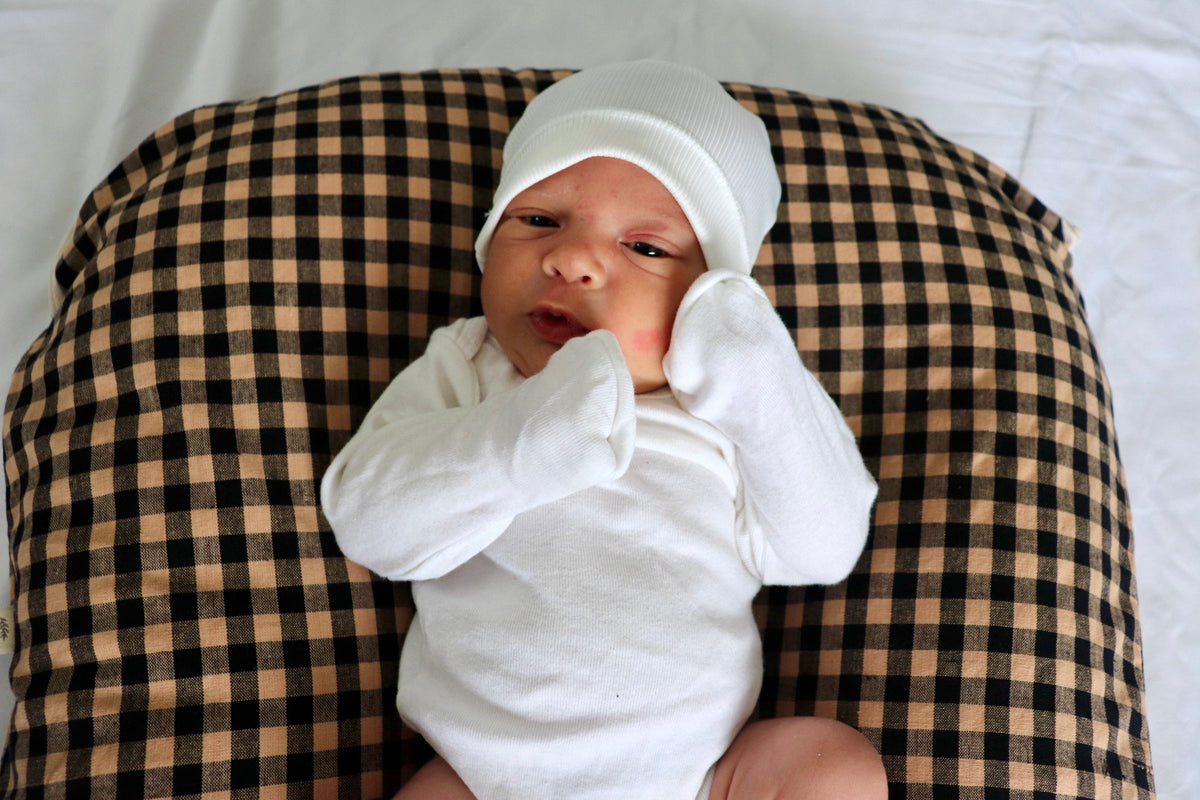 Brown Black Gingham Ruffle Baby Lounger Cover