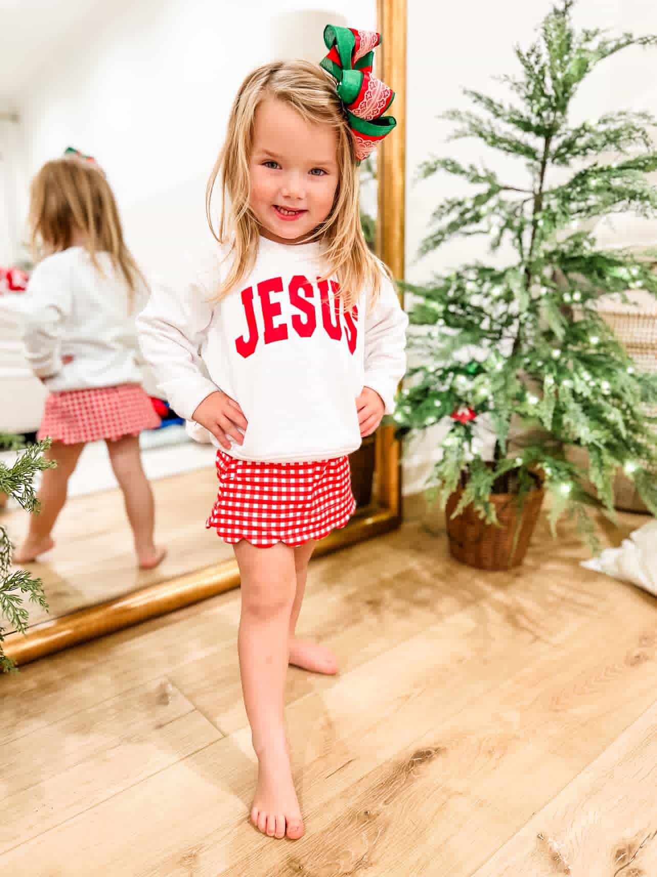 Jesus Christmas Colors Kids Sweatshirt