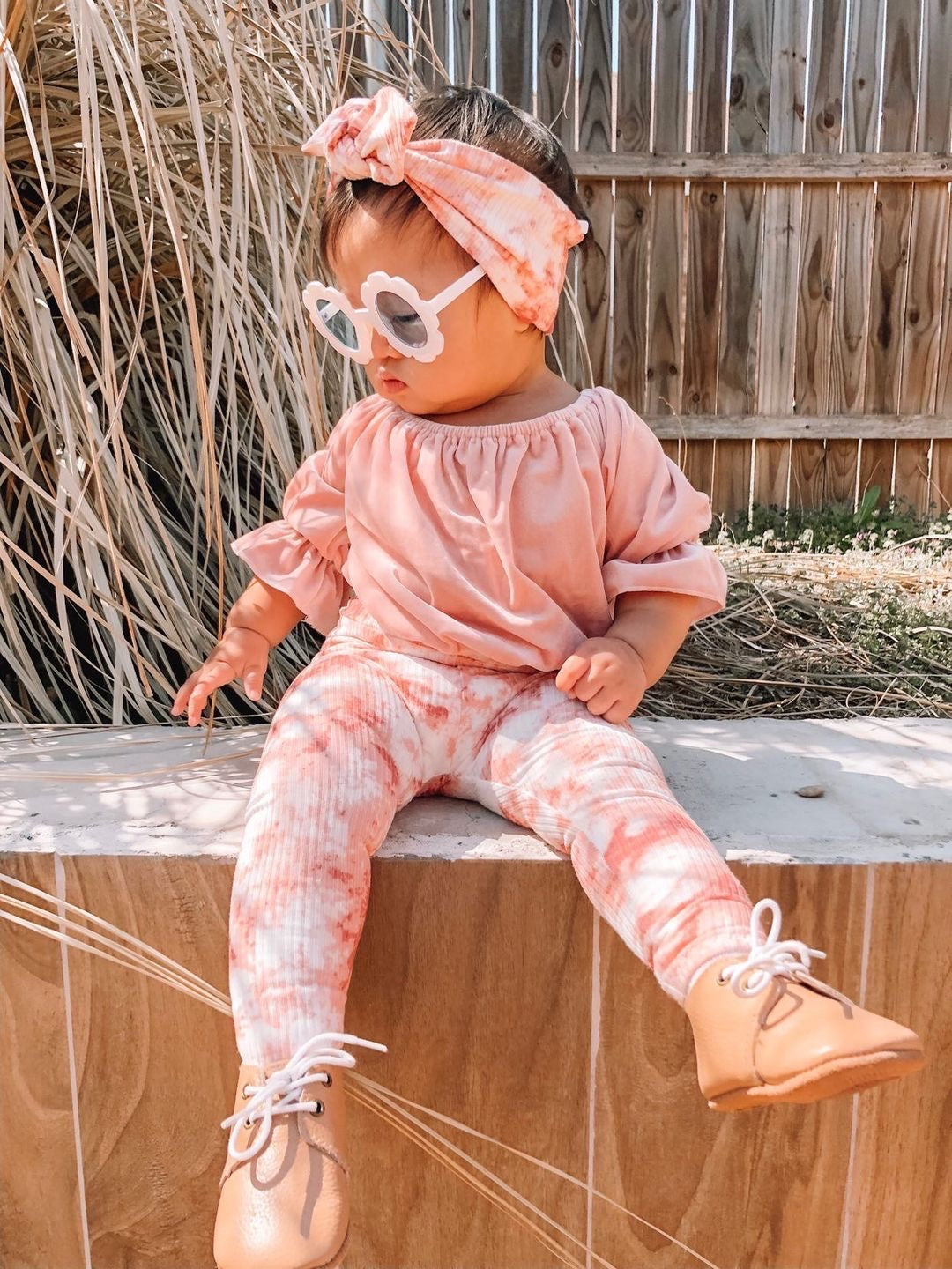 Rose Tie Dye Ribbed Leggings