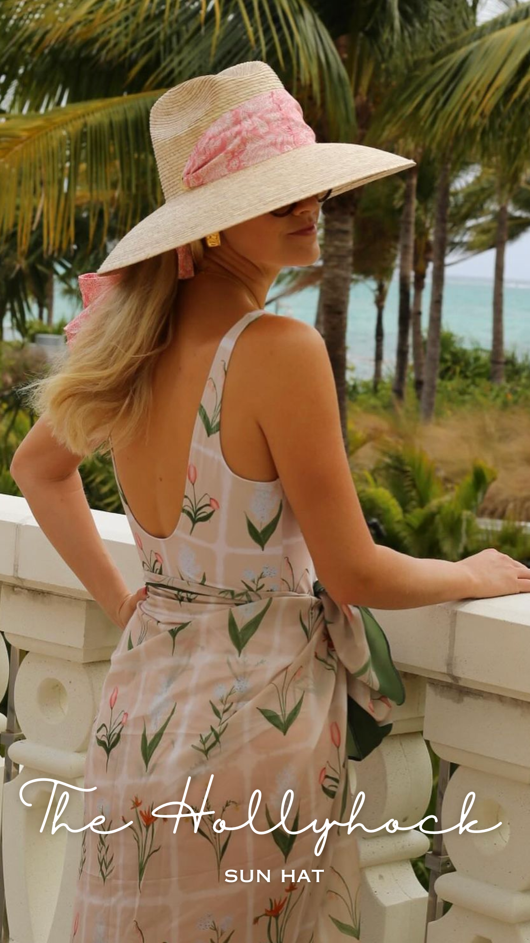 Hollyhock Sun Hat -  Navy Long Grosgrain Ribbon