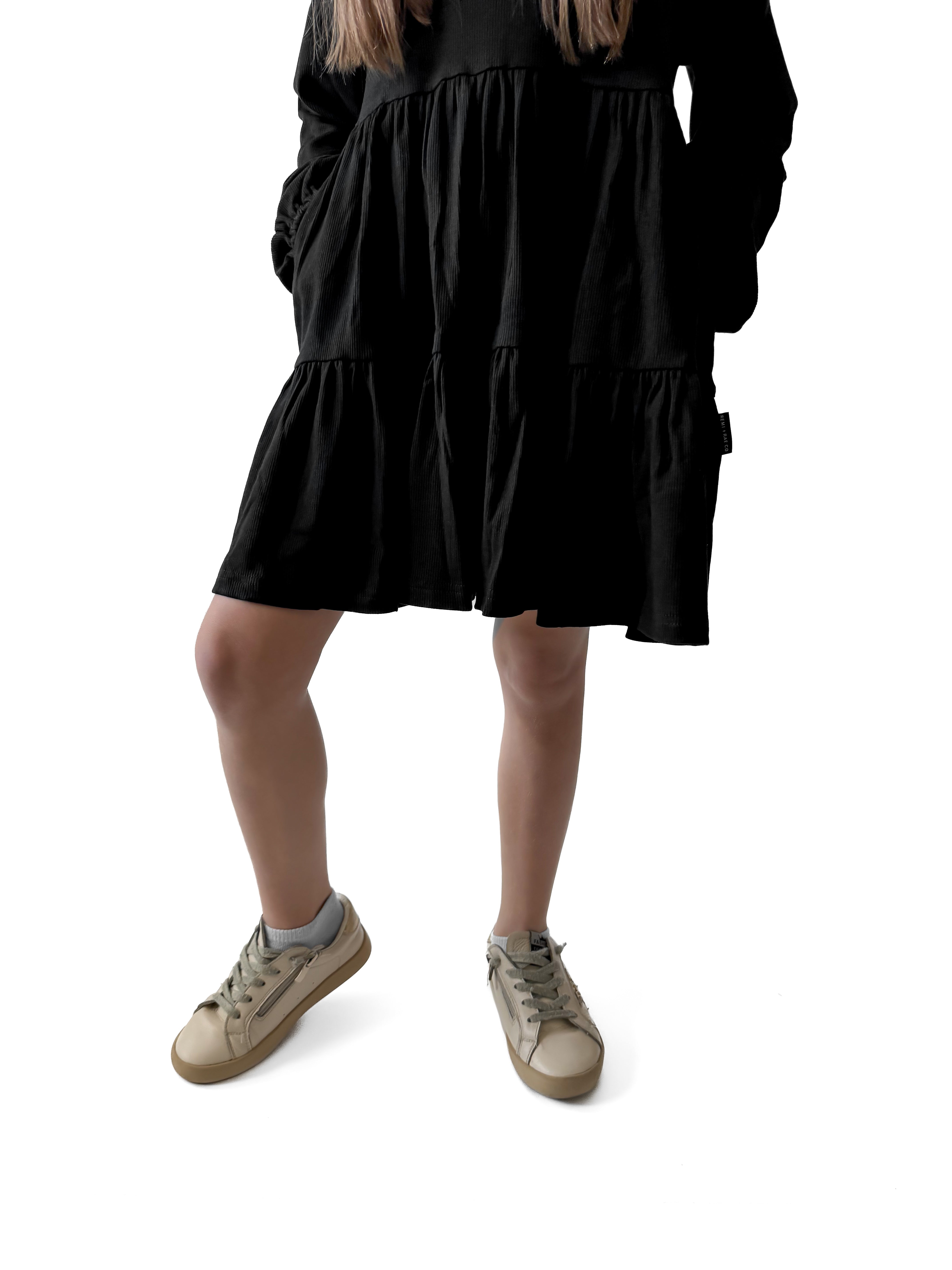 Bamboo Ribbed Dress - Black