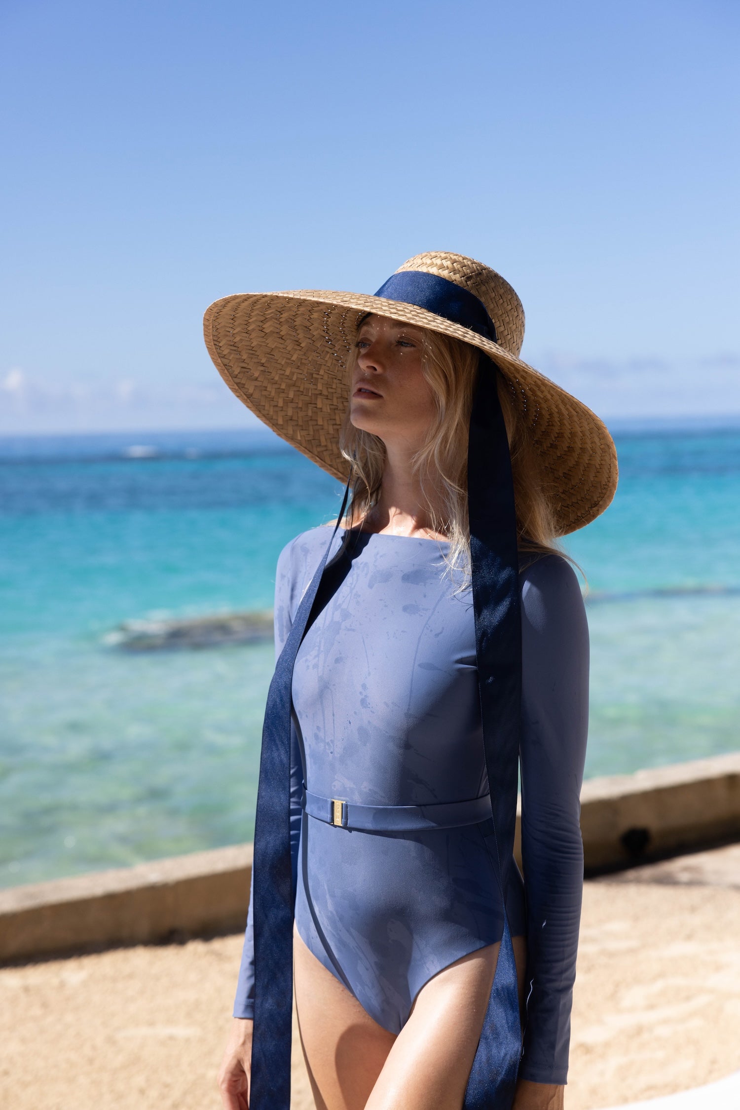 Geranium Sun Hat - Wide & Short White Grosgrain Ribbon