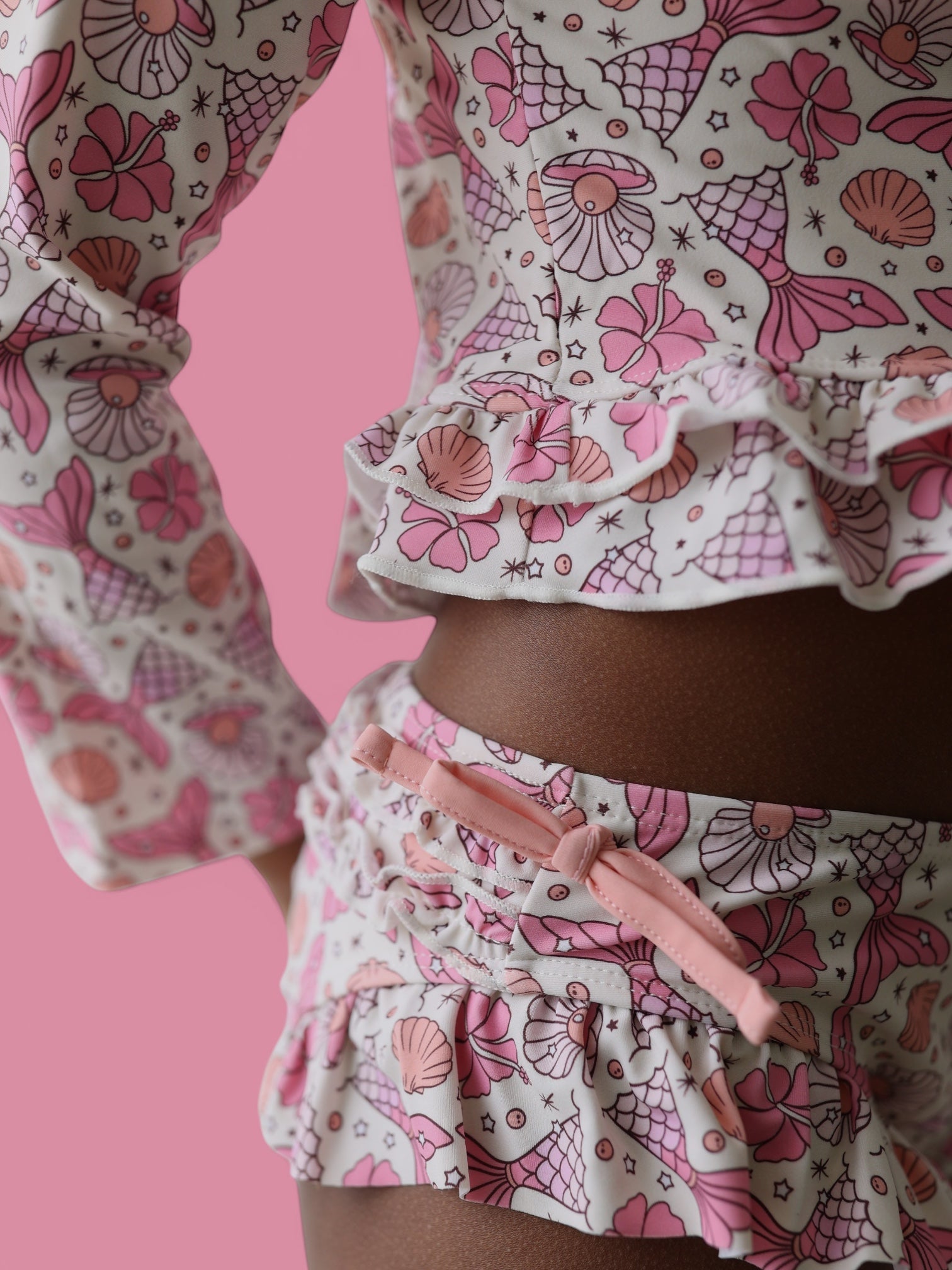 Magical Mermaid Dream Two-piece Rash Guard Ruffle Swim Suit