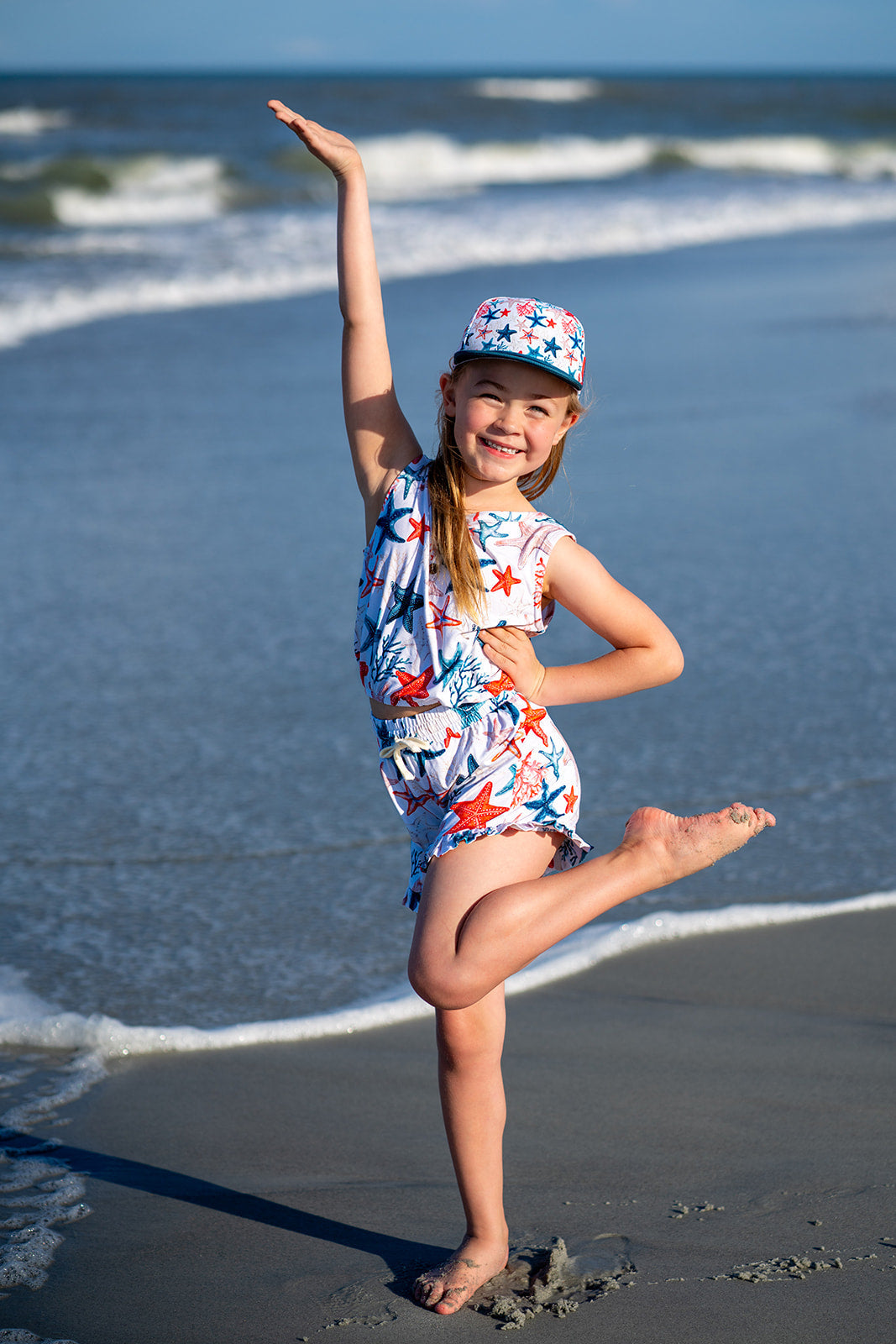 Star-spangled Starfish Tank And Ruffle Shorts Set