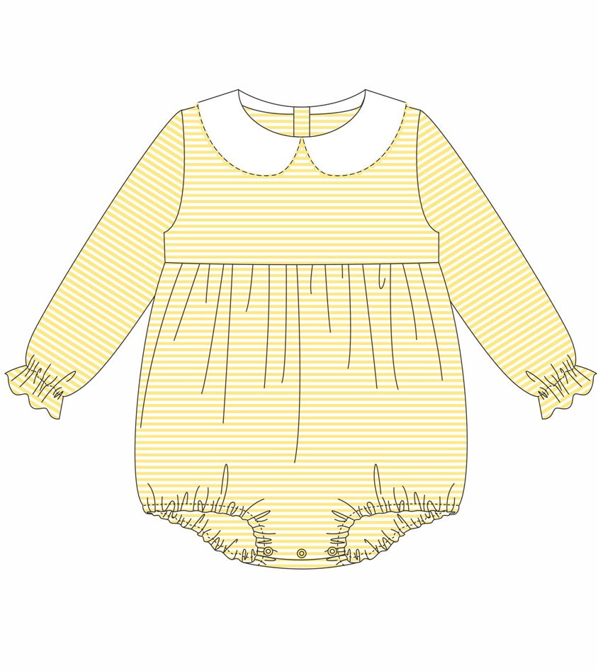 Knit Stripe Long Sleeve Peter Pan Collar Bubble - Girl