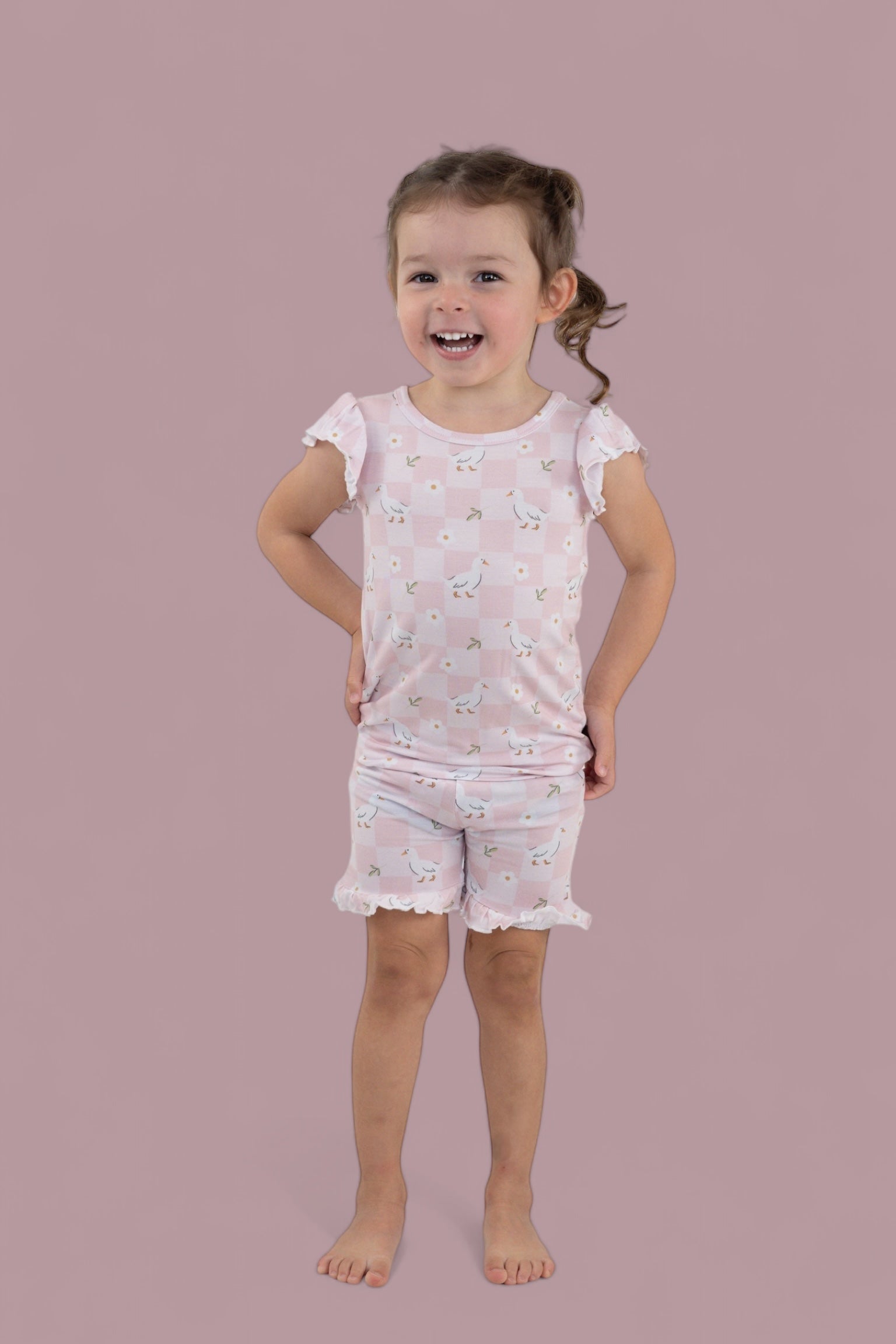 Exclusive Ducks And Daisies Dream Ruffle Short Set