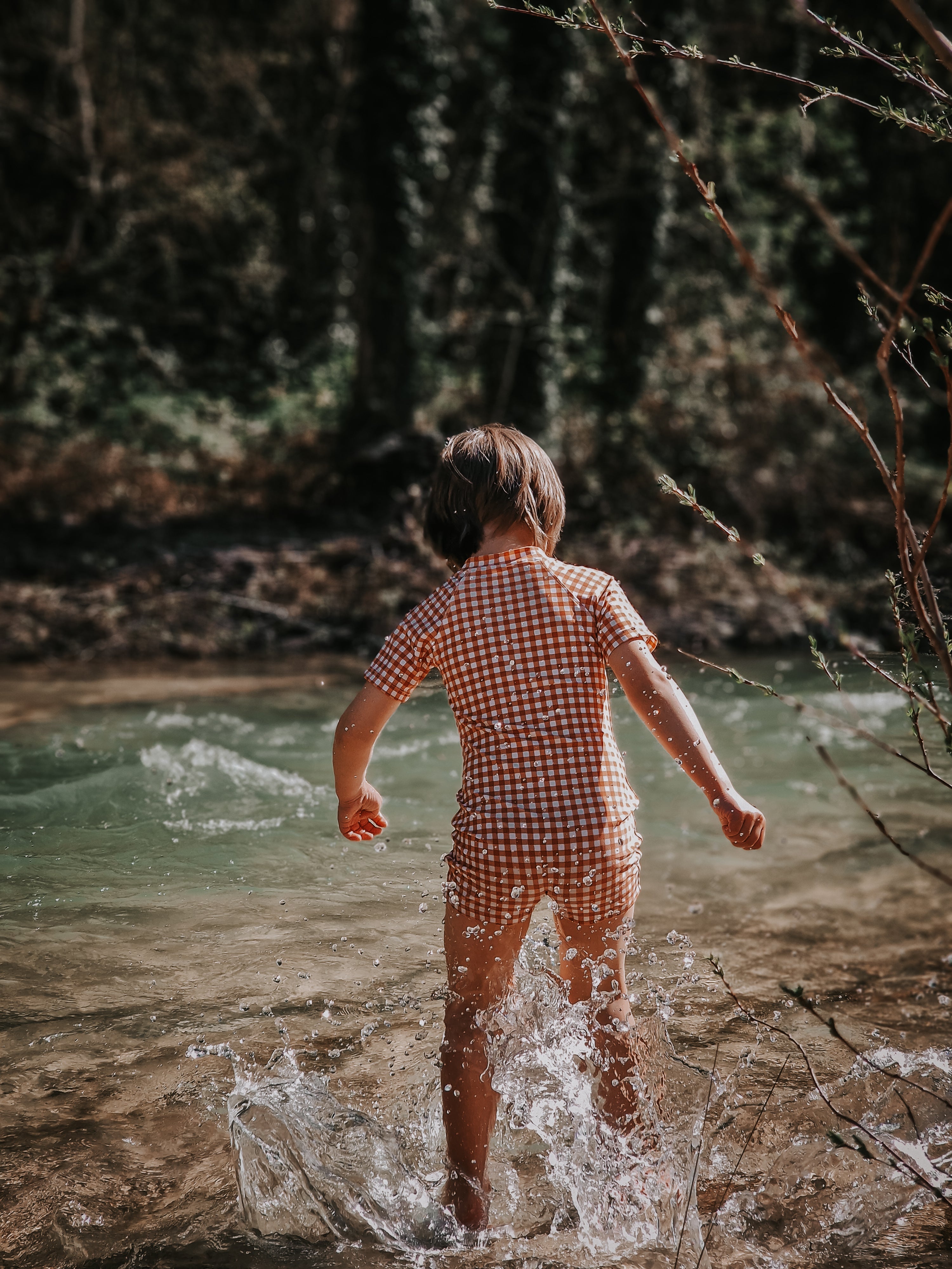 Short Sleeve Rashguard Swimsuit | Upf + Recycled - Sienna Gingham